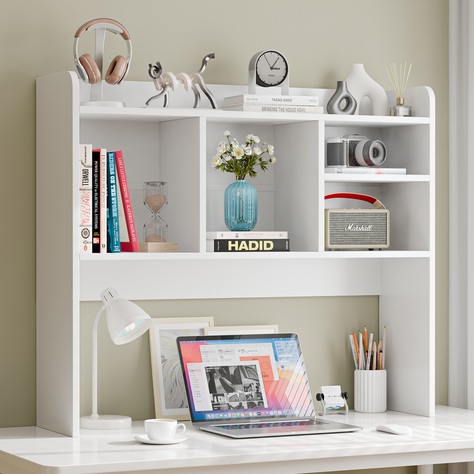 Desk Shelf for Top of Desk Hutch Top Only Desktop Bookshelf Organizer for Office