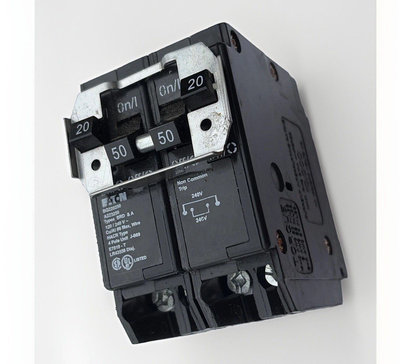 Eaton (Bryant) BQ220-250 BD220250 4-Pole (2P 50A & 2P 20A) BARD Quad Breaker