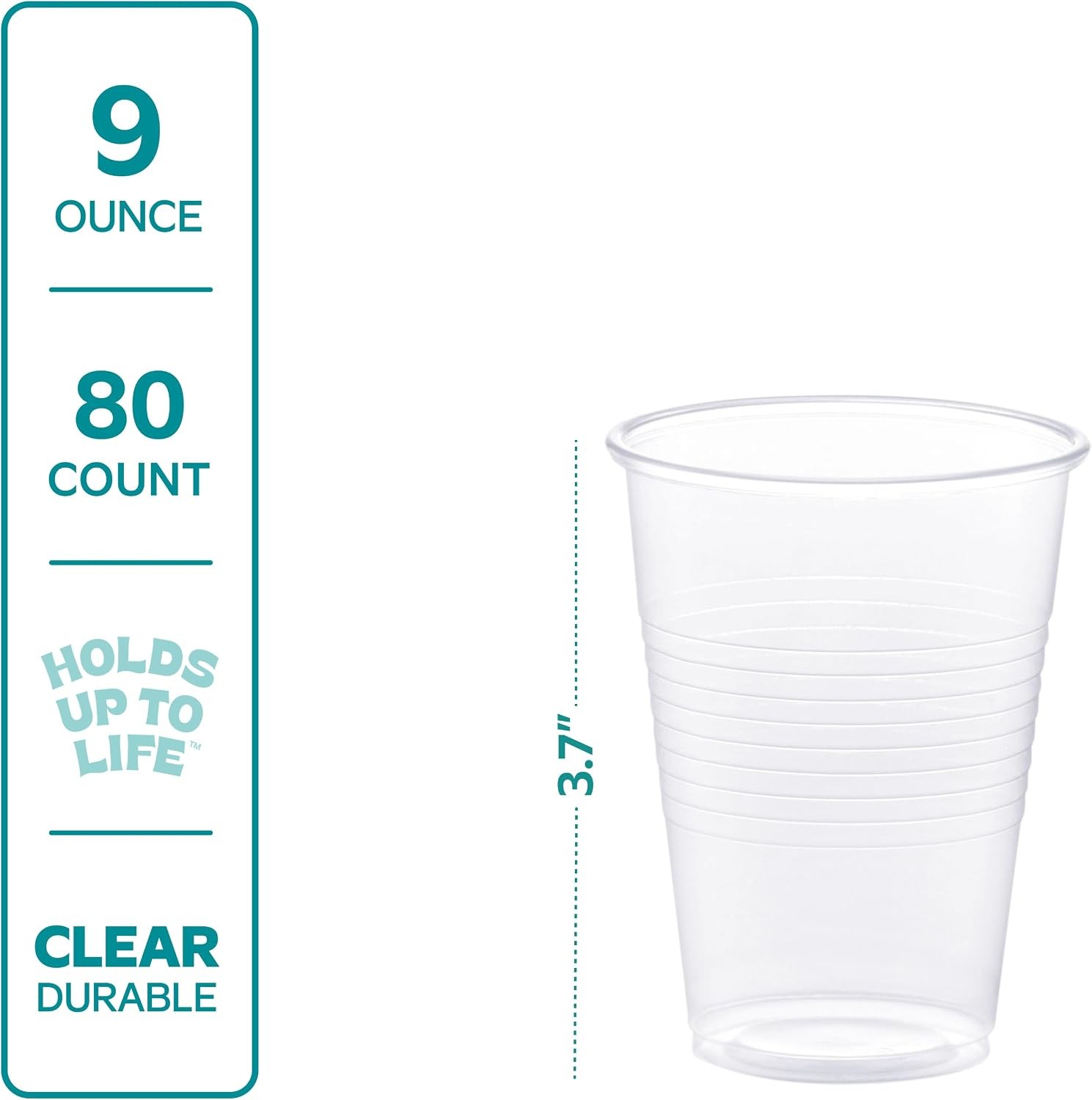 9 oz Clear Plastic Cups [80 Count] Disposable Cold Drinking Cups for Parties,