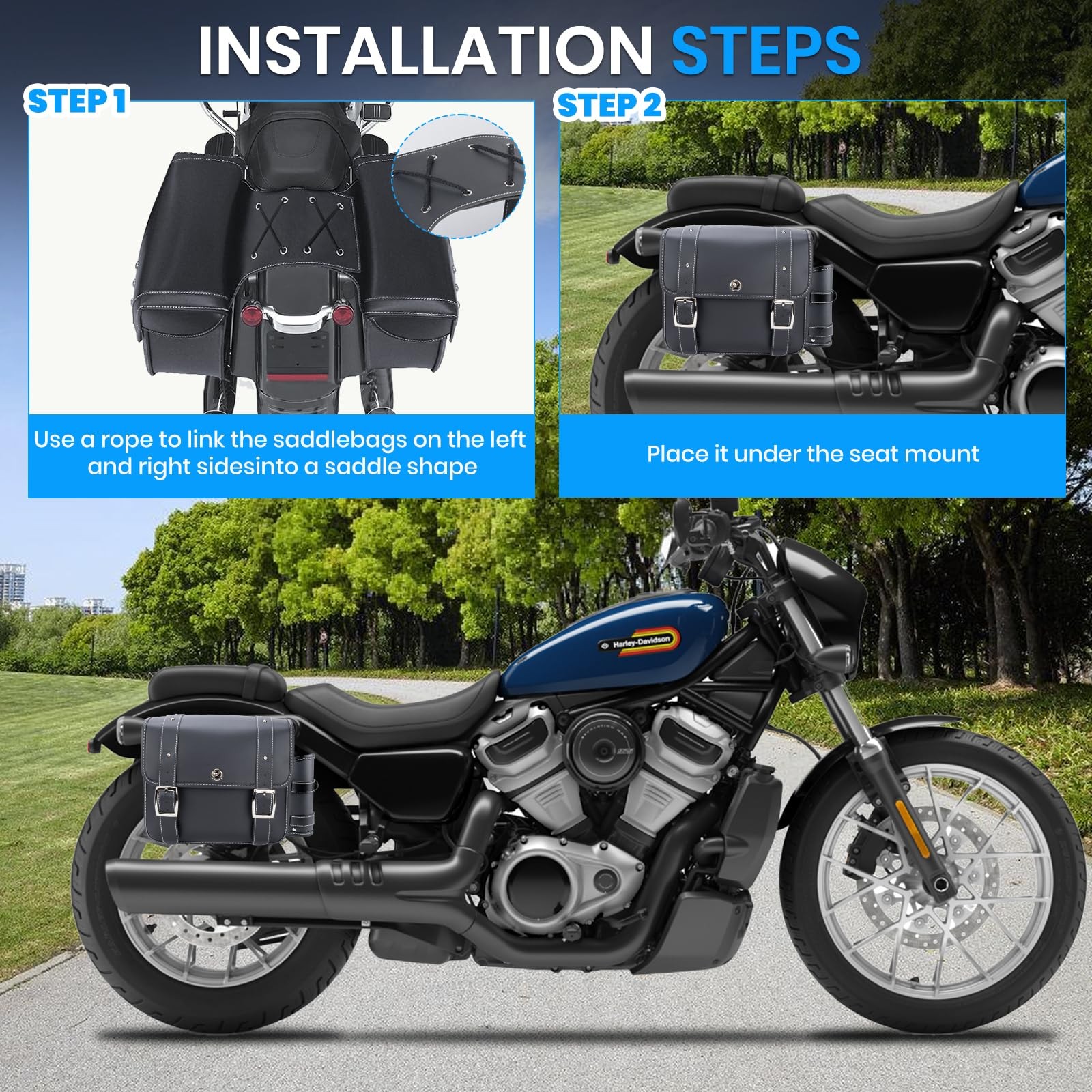 20L Motorcycle Saddlebags Sportster Softail Dyna Shadow Water-Resistant Black
