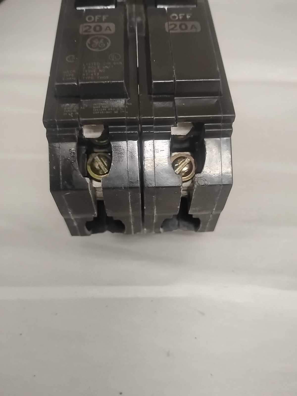 GE 20 Amp 2 Pole THQB Circuit Breaker 120/240V General Electric Bolt On THQB220