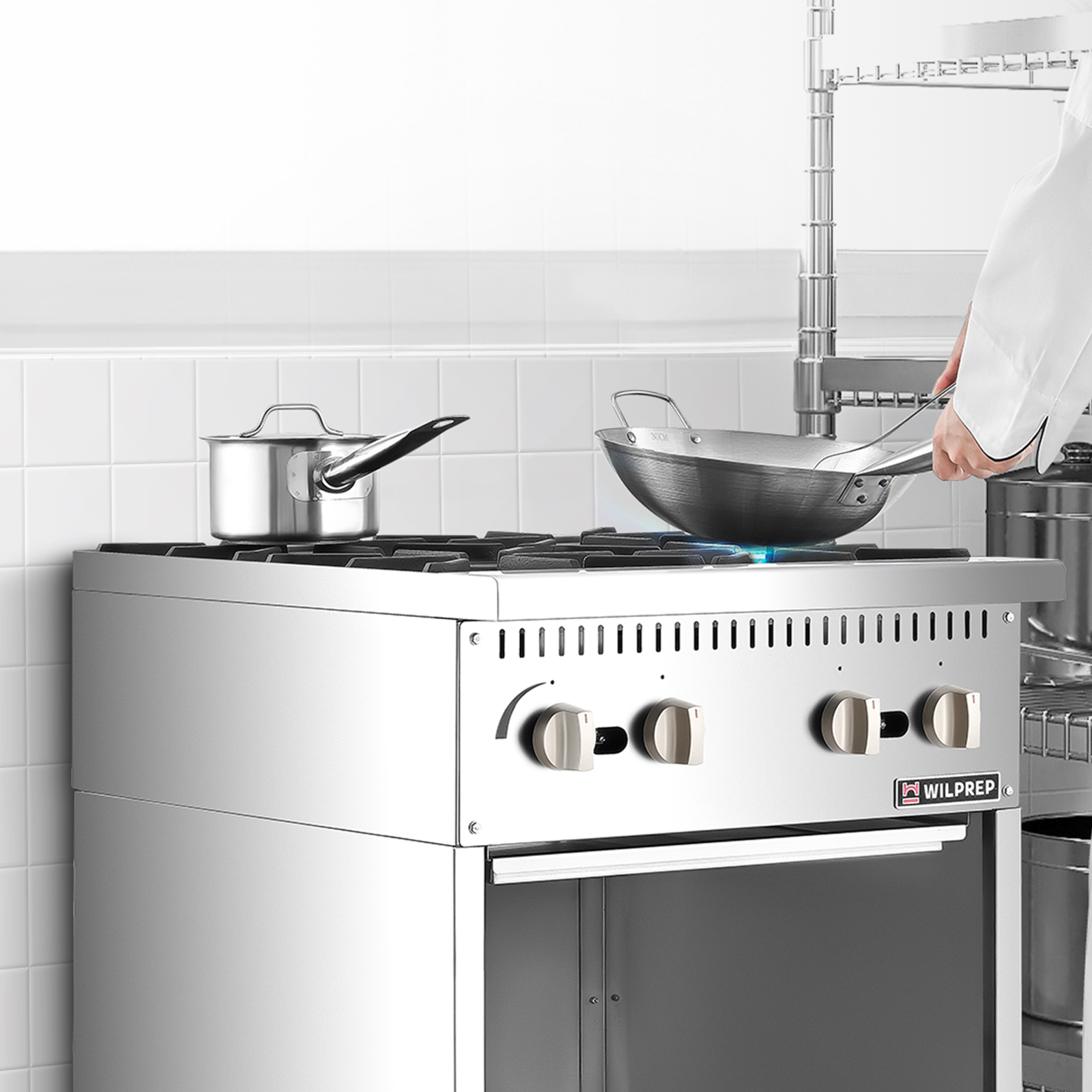 24″ Commercial Natural Gas Range 4 Burners Gas Stove Stainless Steel100000BTU