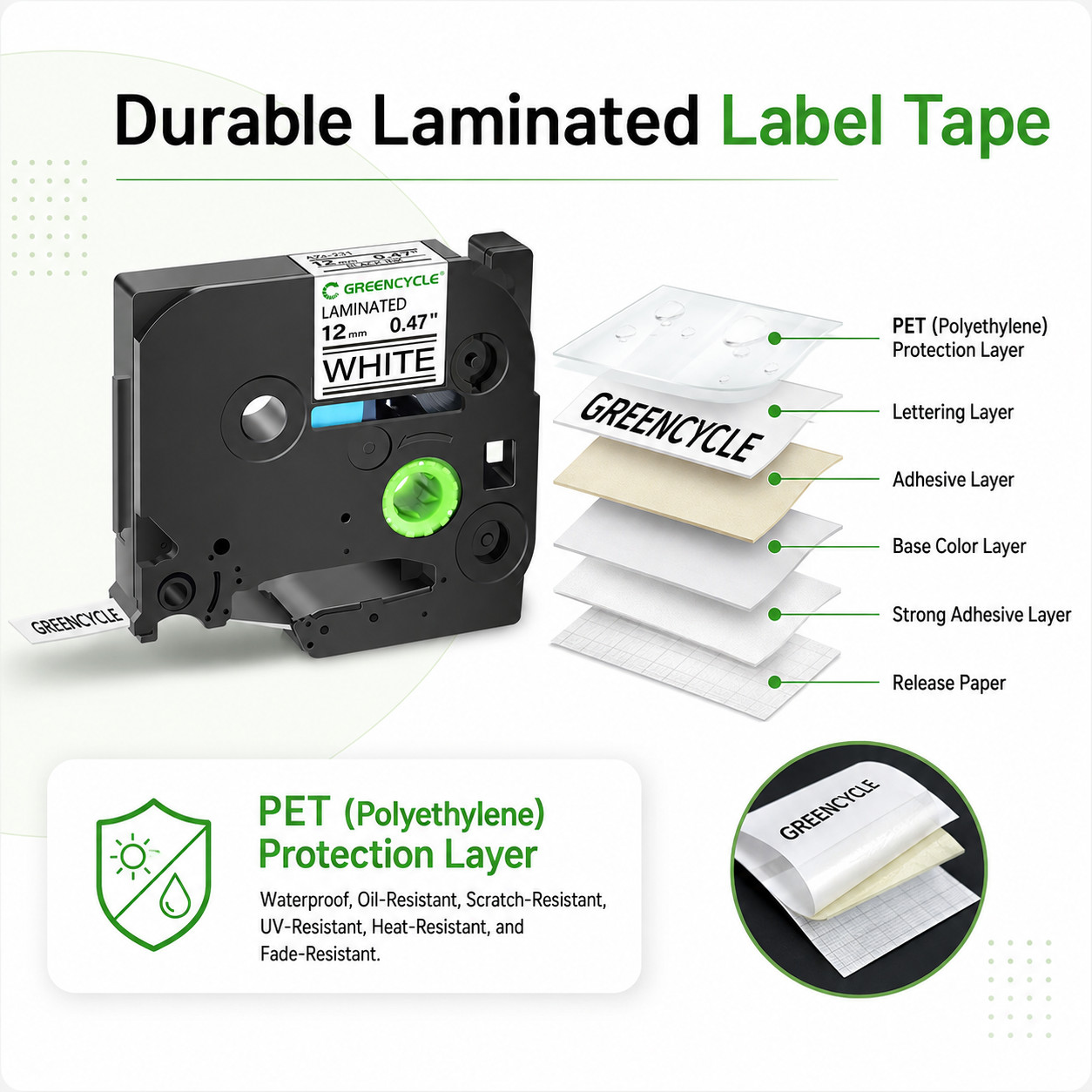 200x TZe-231 12mm 0.47in Black/White Label Tape for Brother PT-2430PC PT-2700
