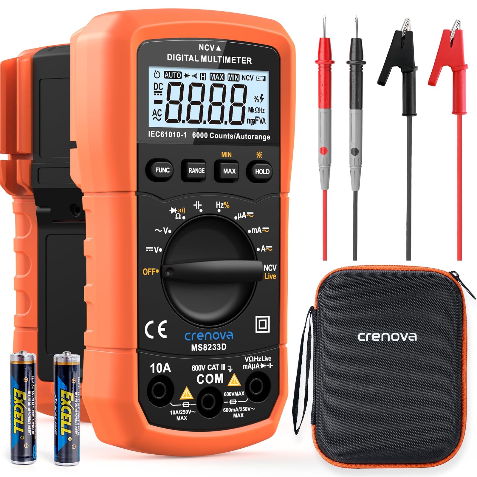 Crenova Ms8233D Multimeter 6000 Counts Digital Multimeter Dc Ac Volt Meter Ohm