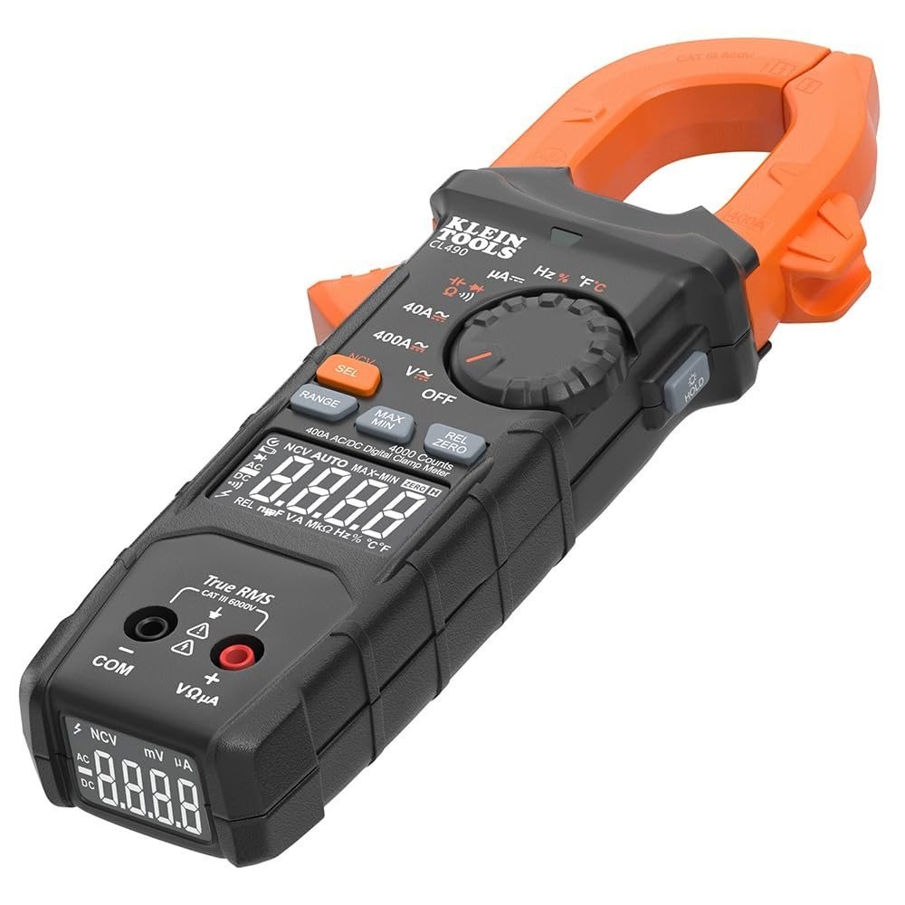 Klein Tools CL490 AC/DC Digital Clamp Meter TRMS Dual Display Auto-Ranging