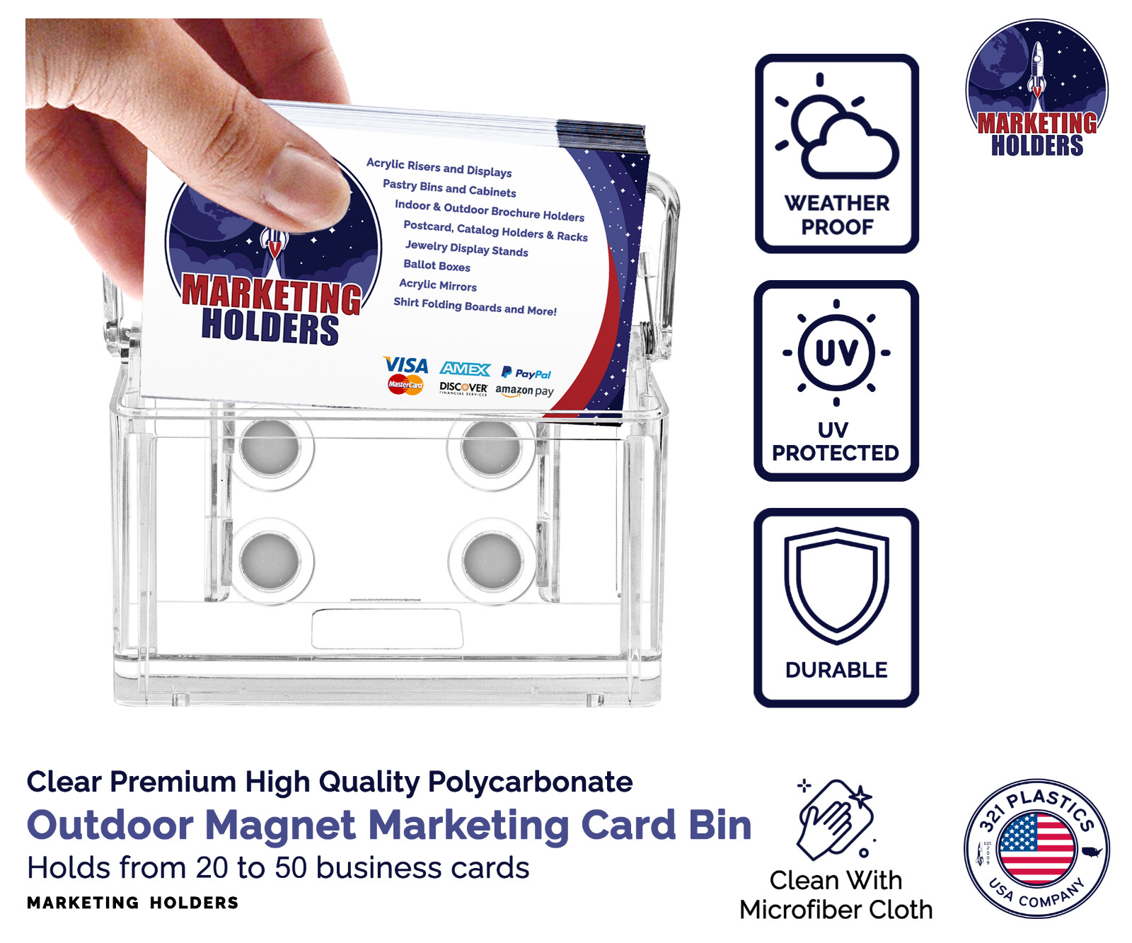 Magnetic Vehicle Business Card Holder for Car Van Truck Auto Mobile Clear