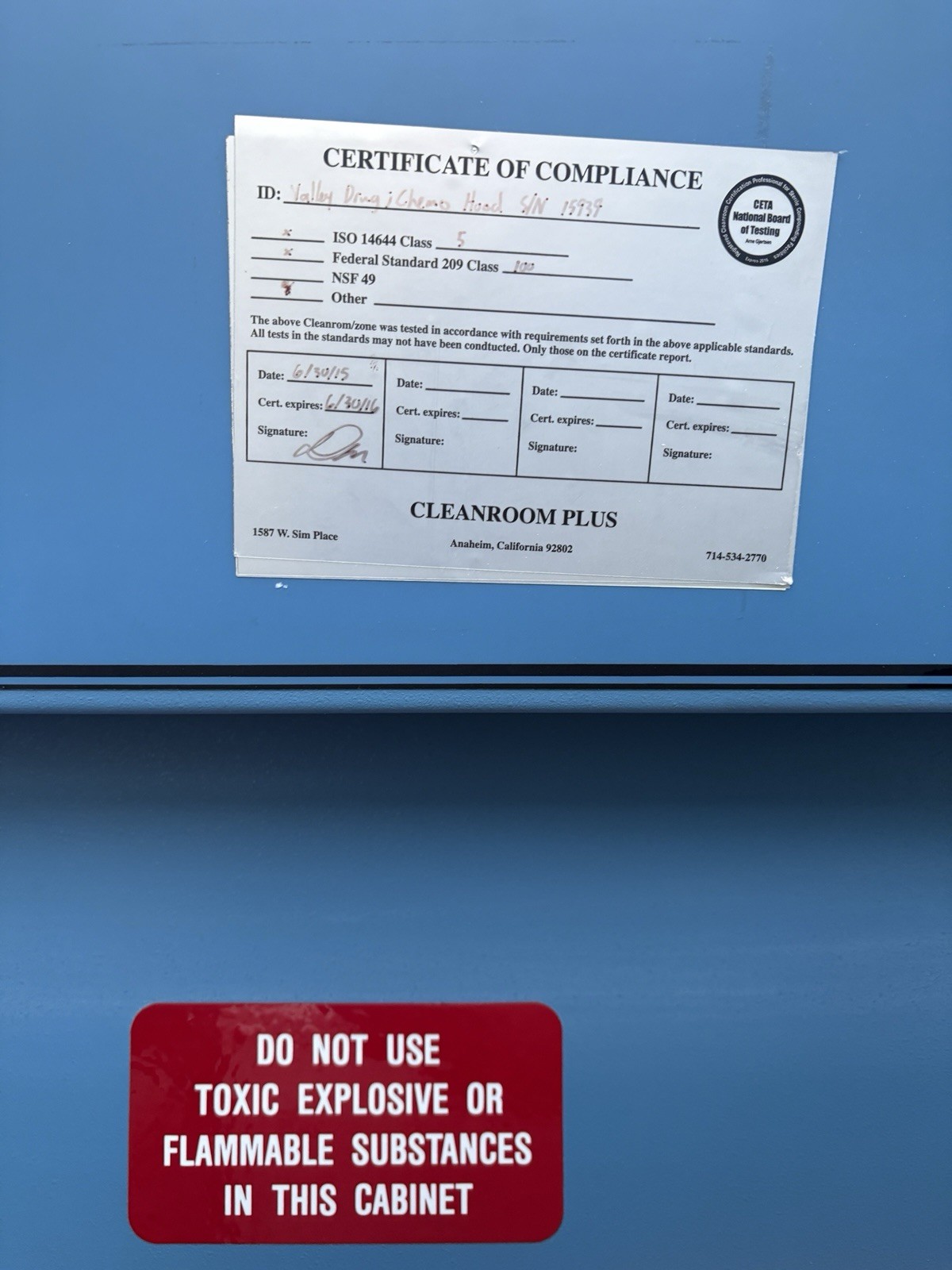 NuAire LabGard ES NU-425 Class II, Type A2 Biosafety Cabinet