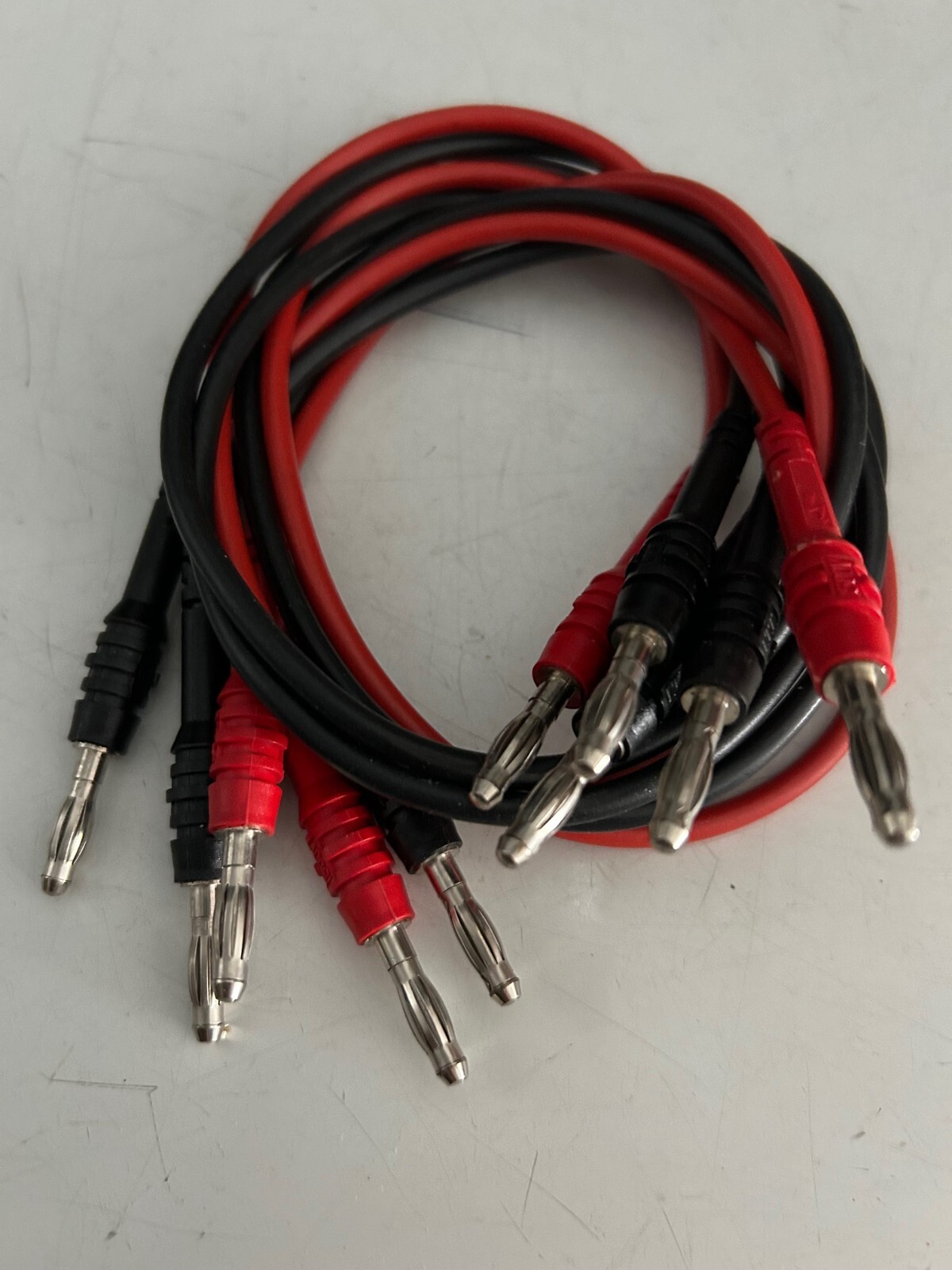 ITT patch cord banana plug ends 2-RED 3-BLACK 21long 16in cord USED Good cond