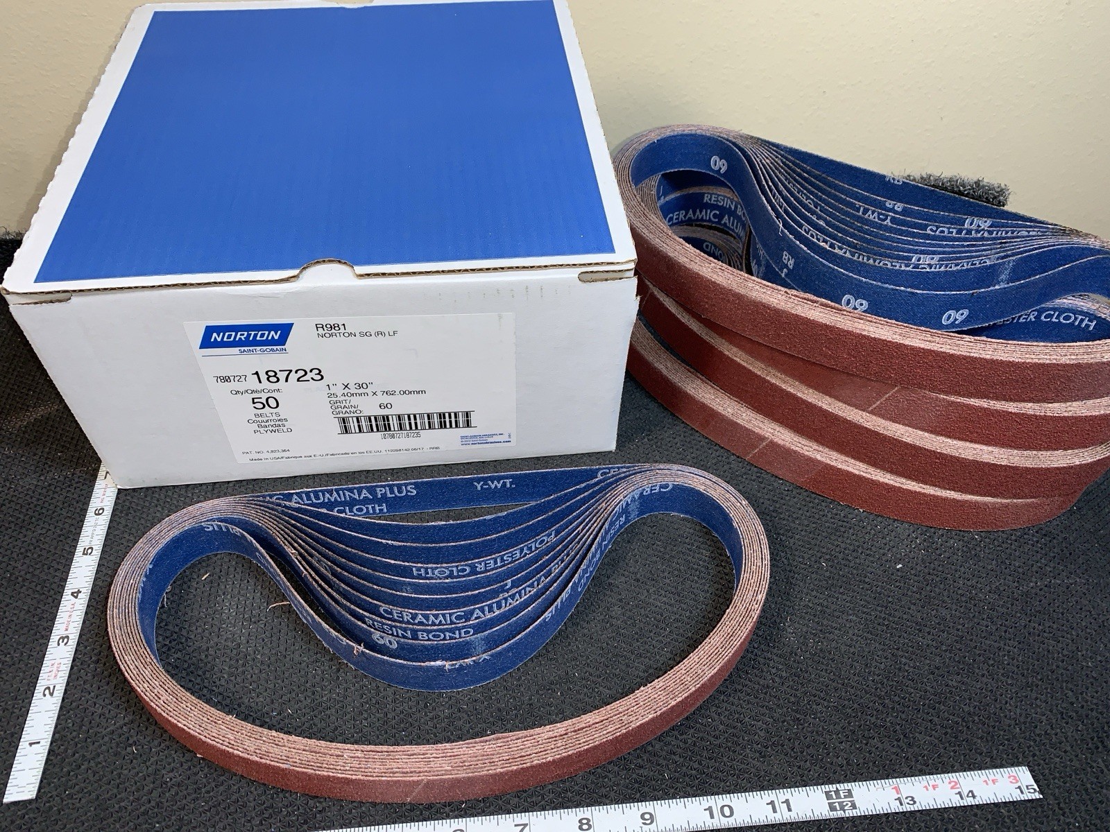 Norton 780727-18723 R981 60 Grit Abrasive Belt 1″ x 30″ (Pack of 50)