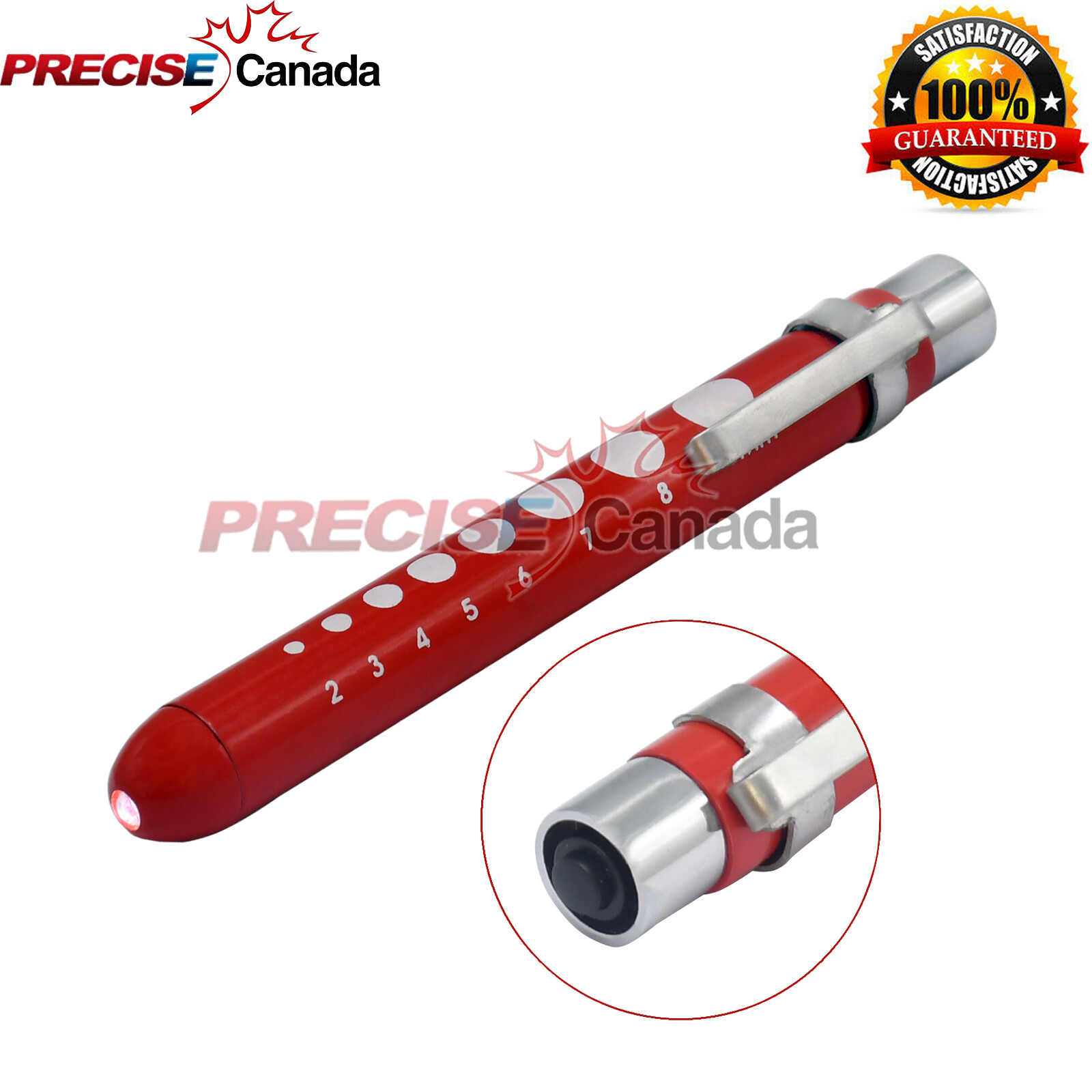Red LED Medical Pocket Penlight with Pupil Gauge For Nurse Doctors PL-014