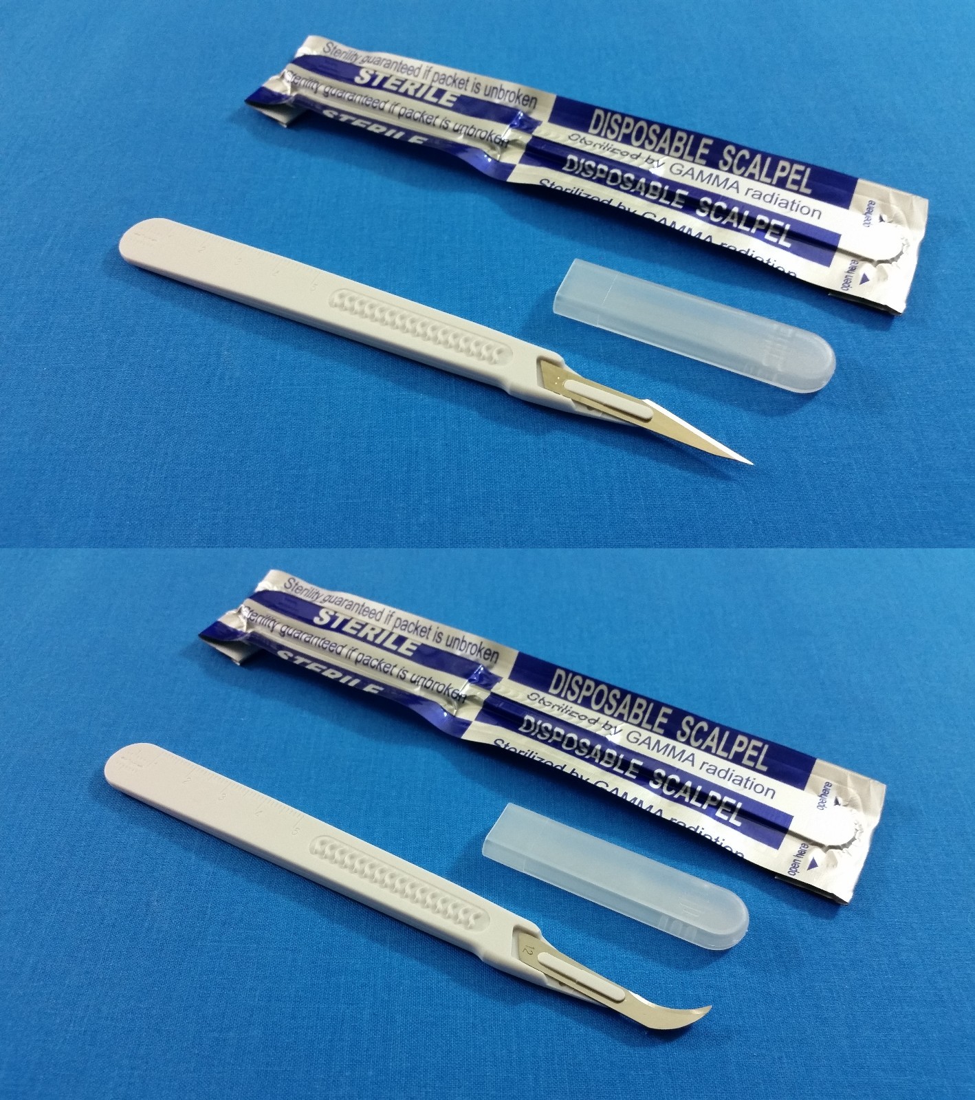10 pcs DISPOSABLE STERILE SURGICAL SCALPELS #11 #12 W/ GRADUATED PLASTIC HANDLE