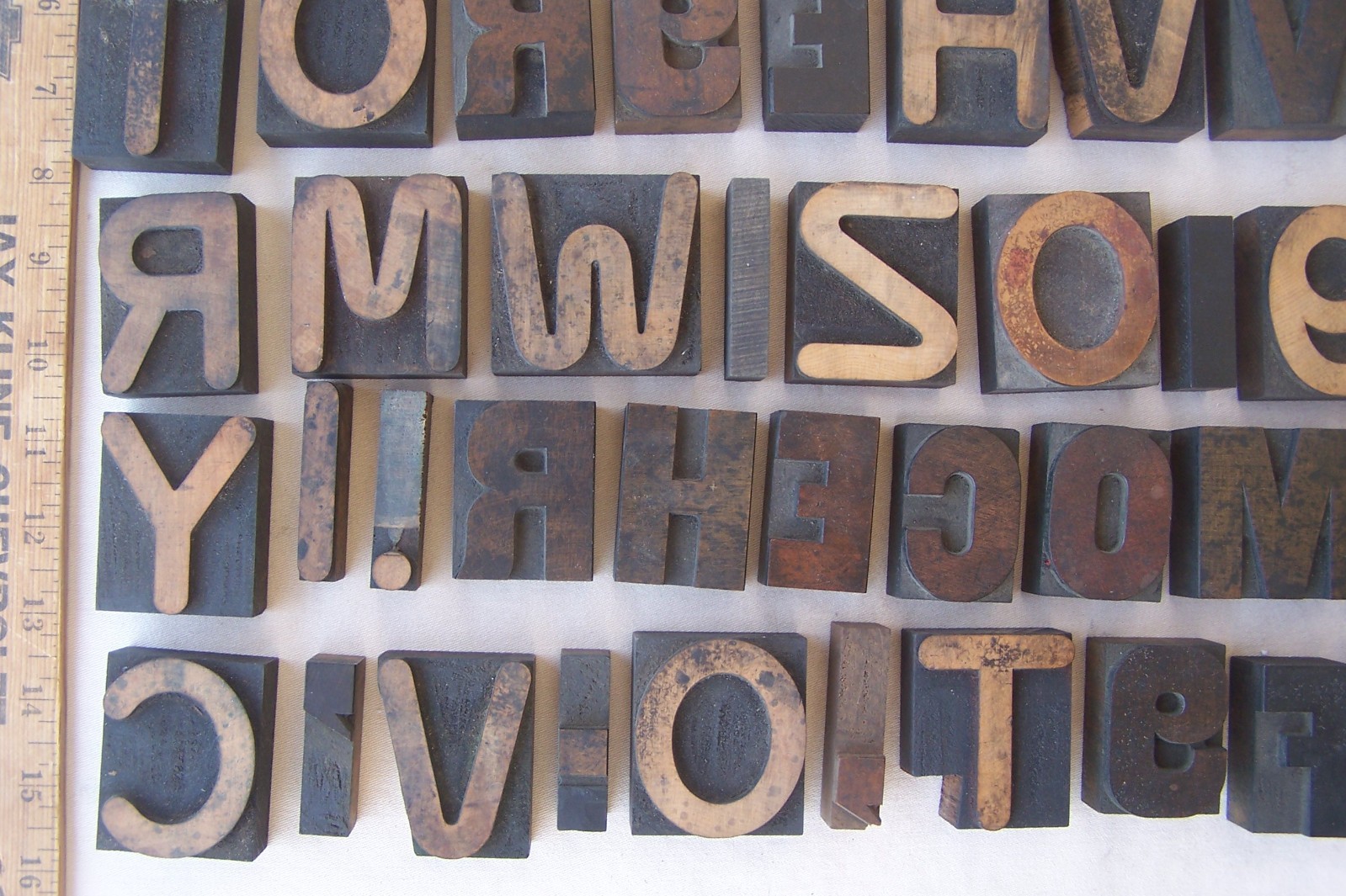 HUGE LOT! 128 Vintage Letterpress wood print typeset printing block typography