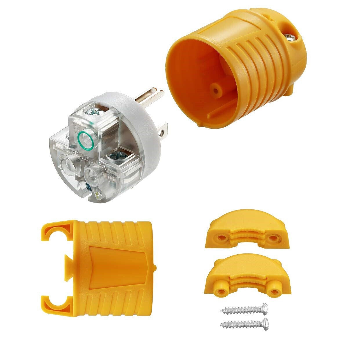 Male & Female Extension Cord End Plugs 15Amp 125V Electrical Connectors 3 Wires