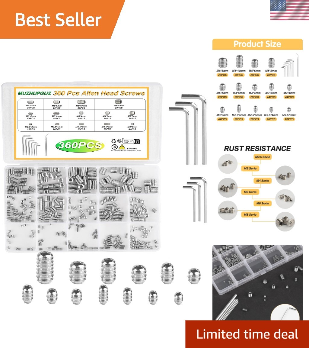 Effortless Storage with 360 Pcs Hex Socket Screws – Stainless Steel Assortment