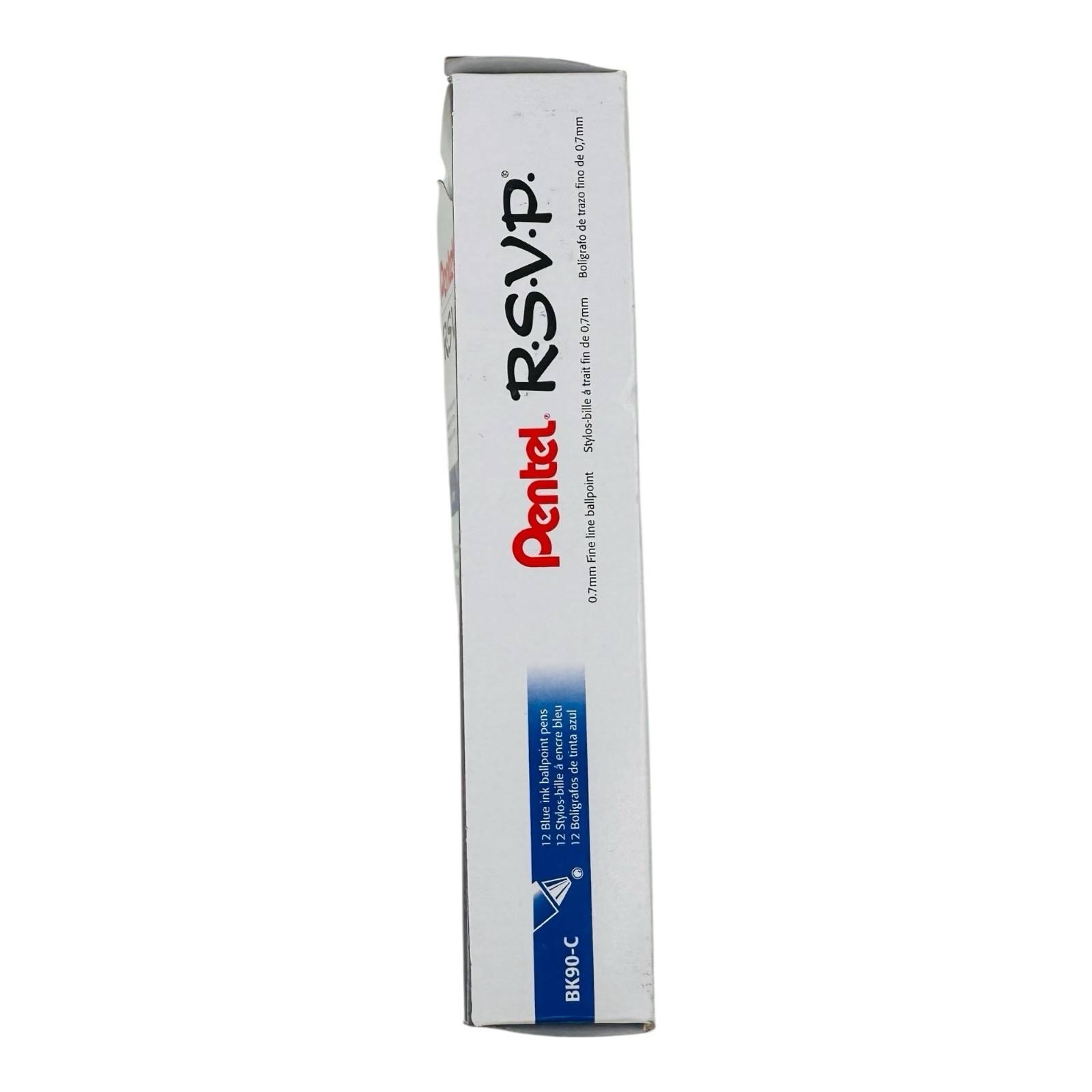 12 Pens Pentel RSVP Blue Ink Ballpoint Pens Stick Pen 0.7mm Fine Point