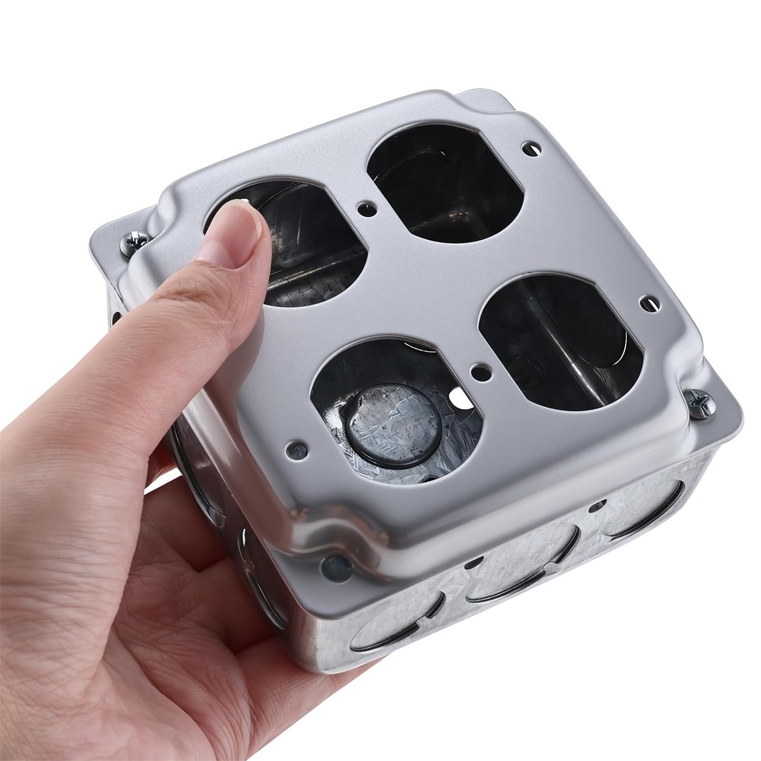 Patioer 4″x4″ Metal Electrical Box with Cover Double Duplex 1-1/2» Deep, 10 Set
