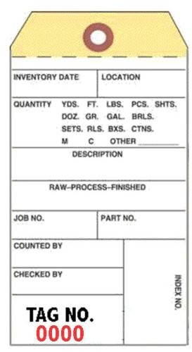 Inventory Tags, 3-Part Carbonless NCR, 3-1/8″ x 6-1/4″, 3-1/8 x 6-1/4 inches