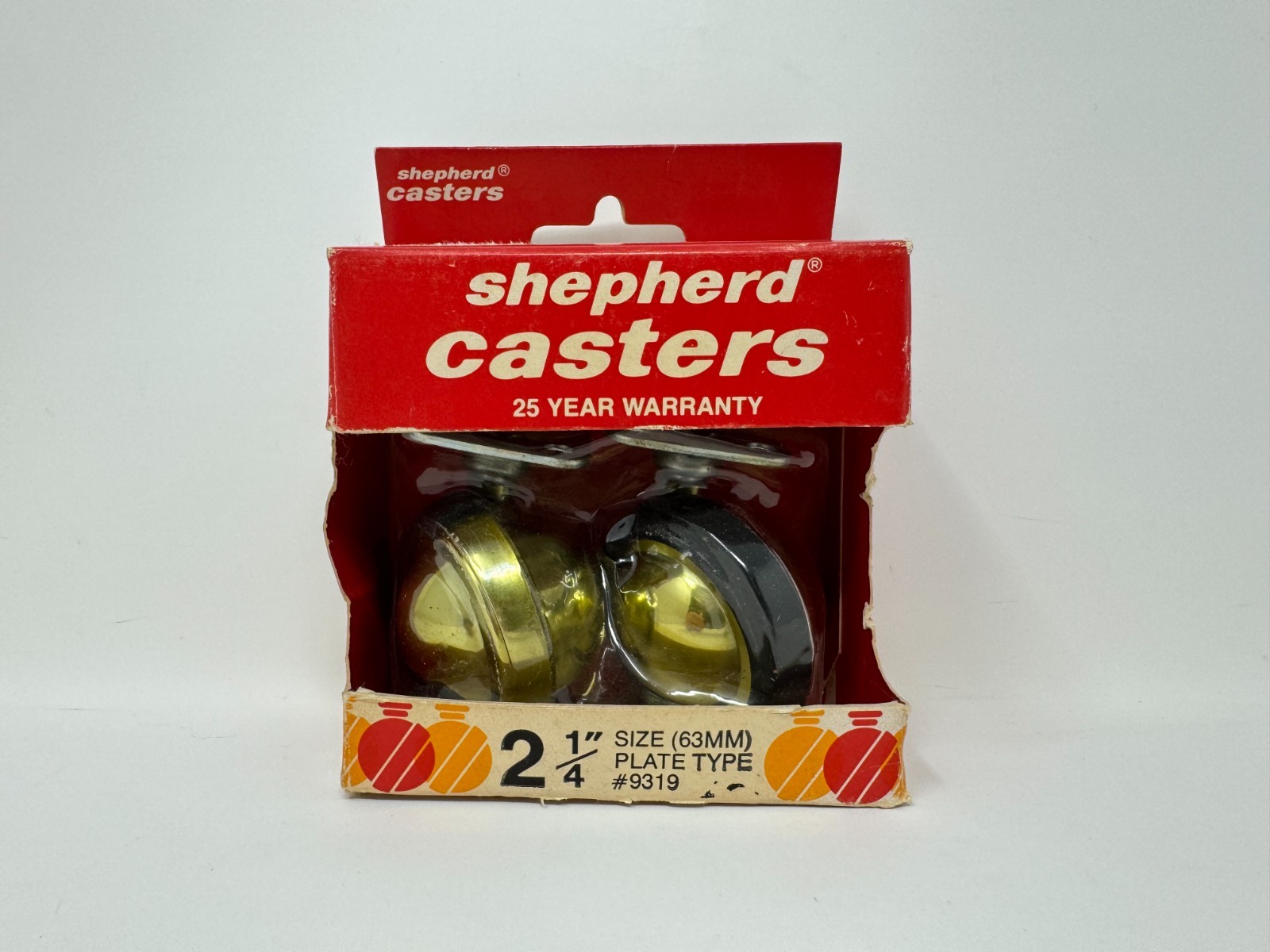 Shepherd 2 1/4 Casters Pair Stem 9319 63MM Plate Type Hard Floor Wheel