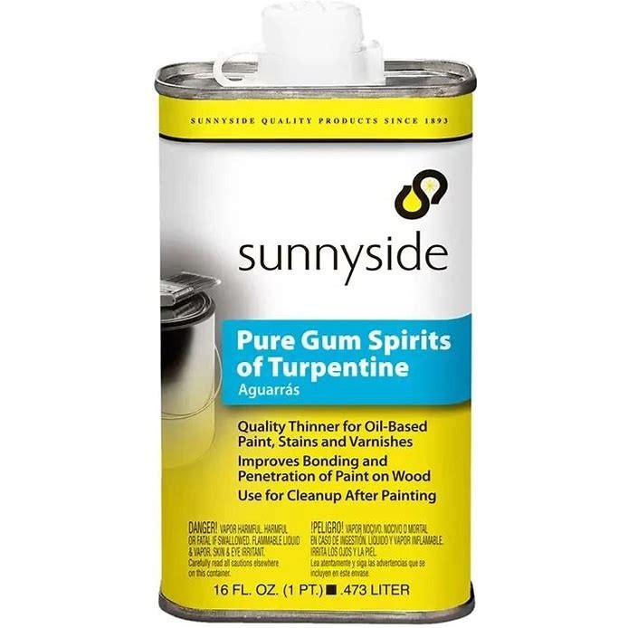 Sunnyside Pure Gum Spirits Of Turpentine Aguarras 16oz