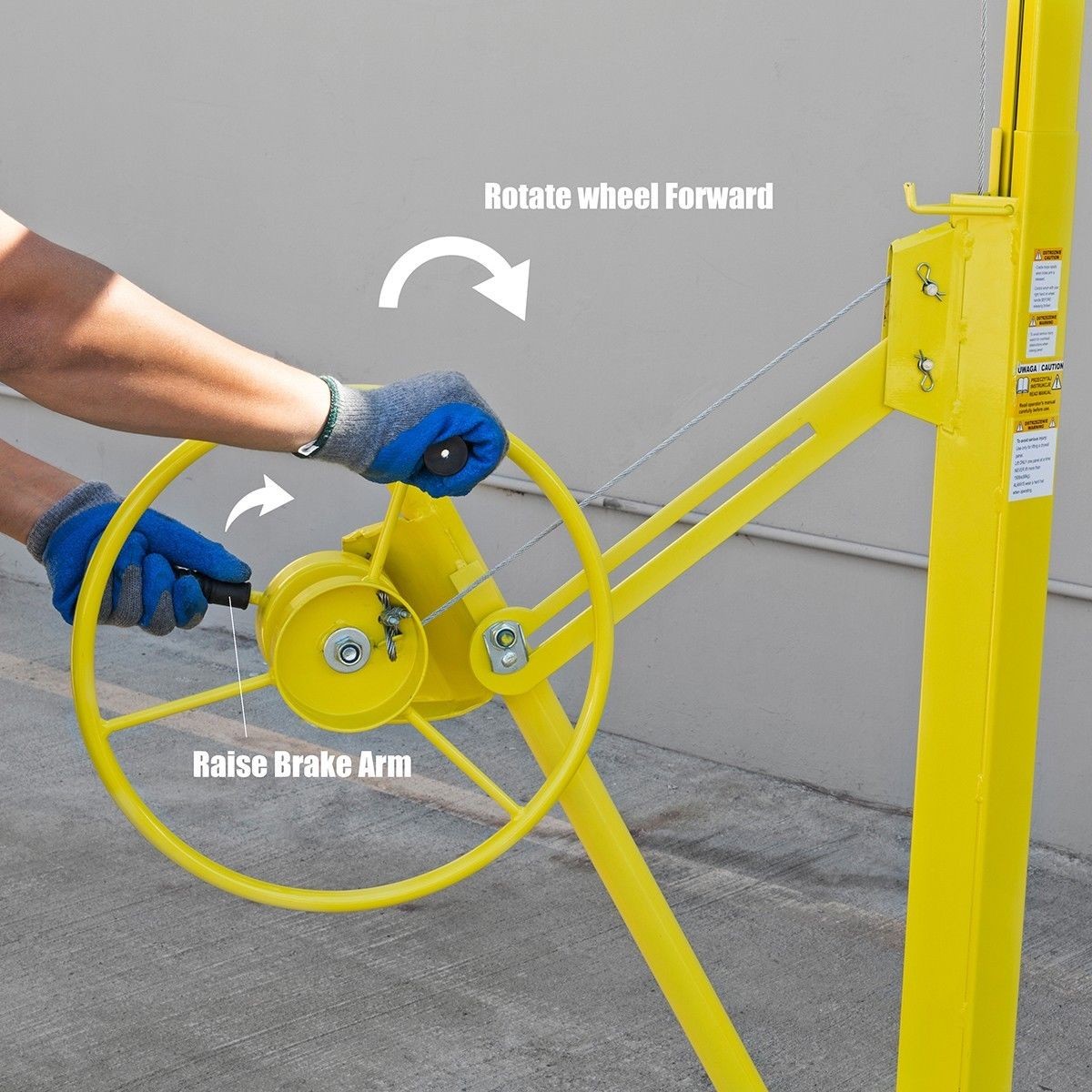 Stark USA 16′ ft Drywall Lift Rolling Lift Up Panel Hoist 150Lbs Caster Wheels