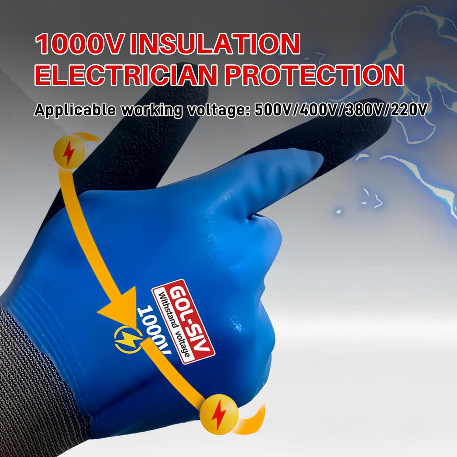 Electrician Gloves 1000V High Voltage,Astm D120 Certified & Double Insulated Ele