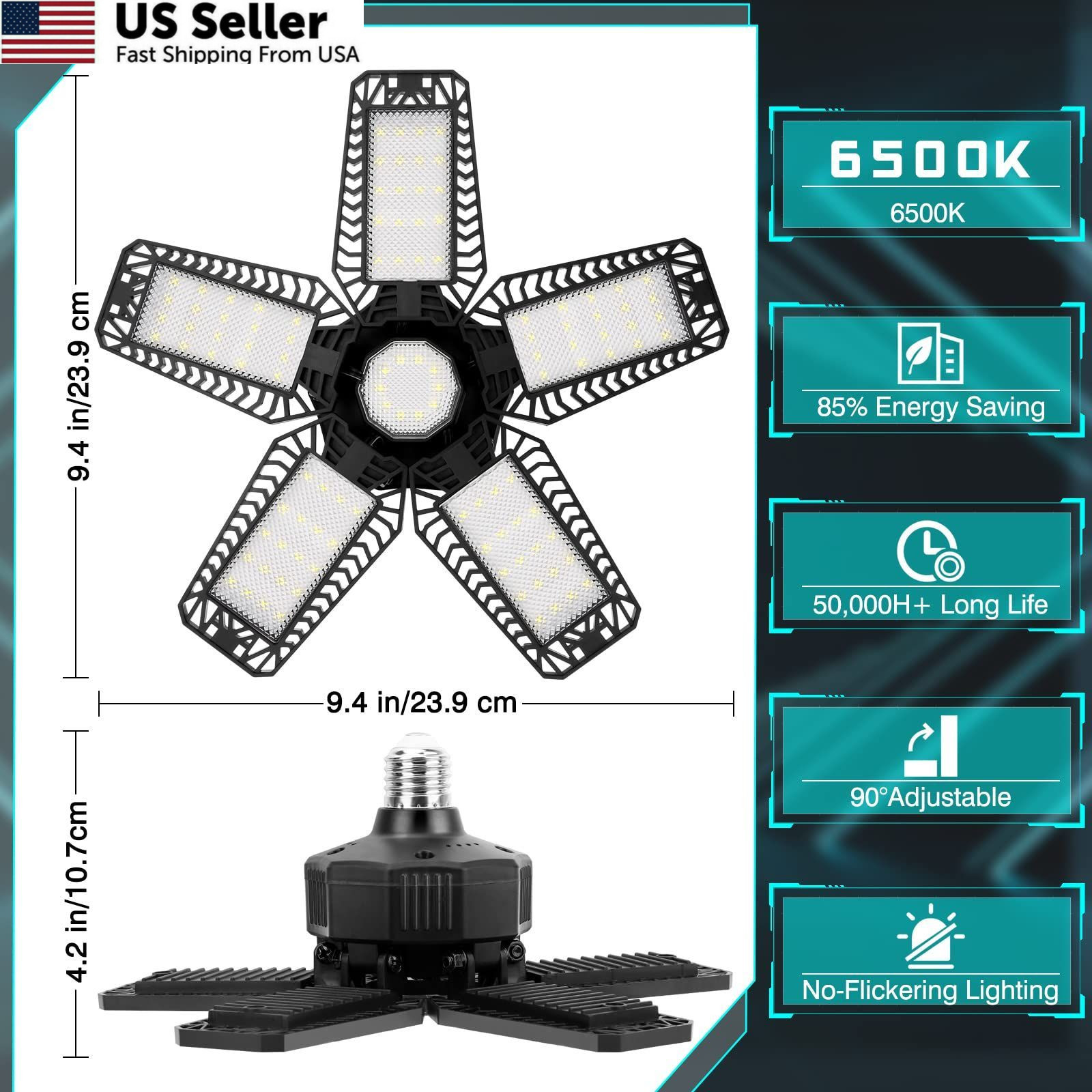 160W LED Garage Lights Deformable Panel Basement Shop E26 E27 New Fast Ship USA
