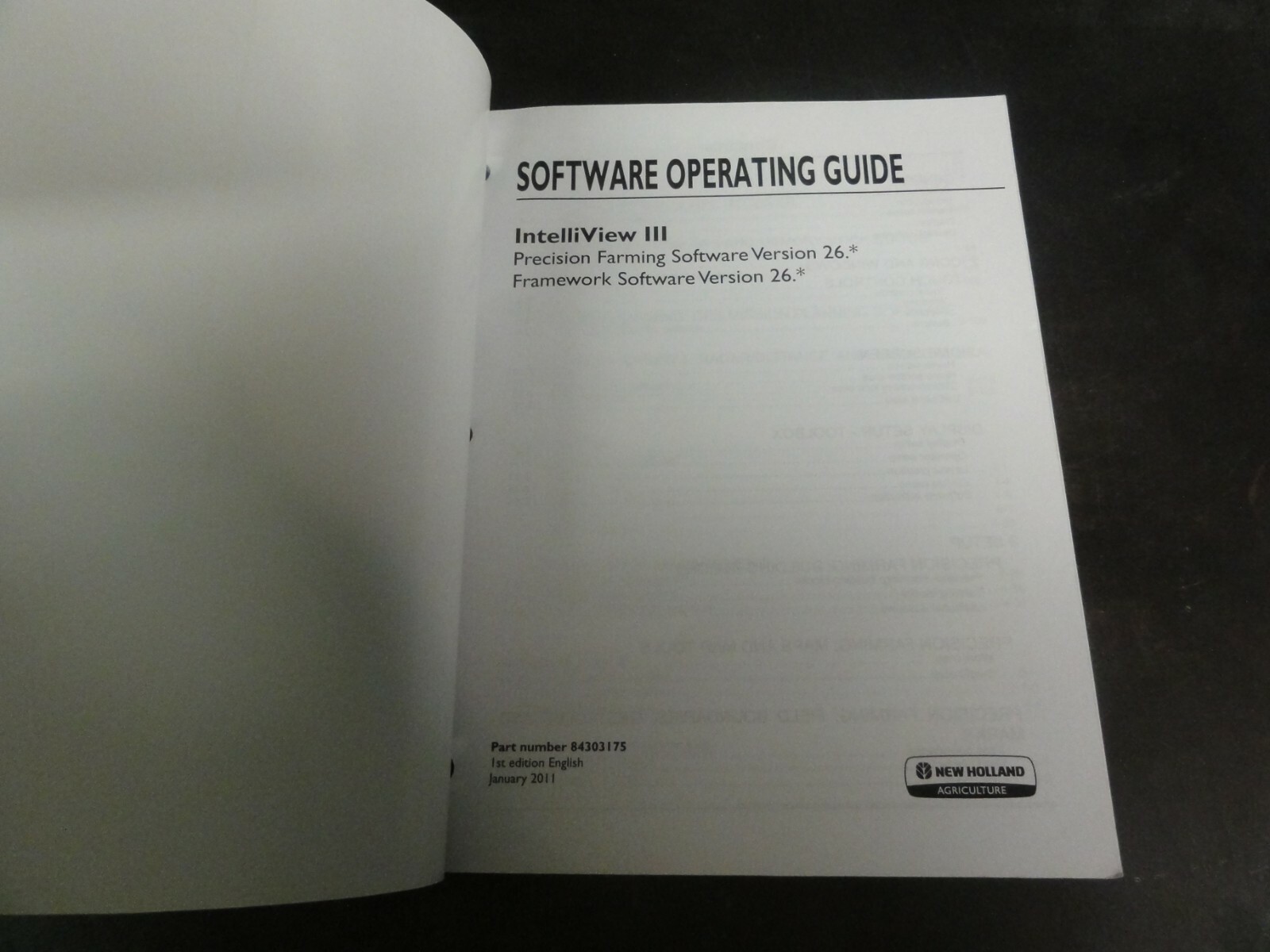 New Holland Intelliview III Precision Software Version 26 Operators Manual