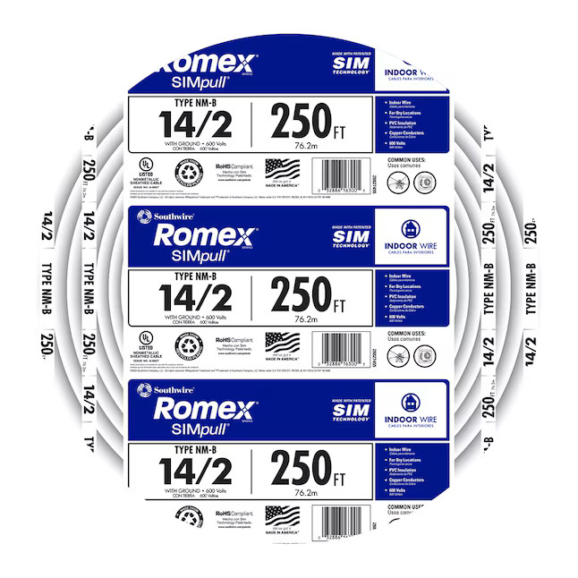 Southwire 250-ft 14 / 2 / Romex Romex Solid Indoor CU NM-B Individual pack