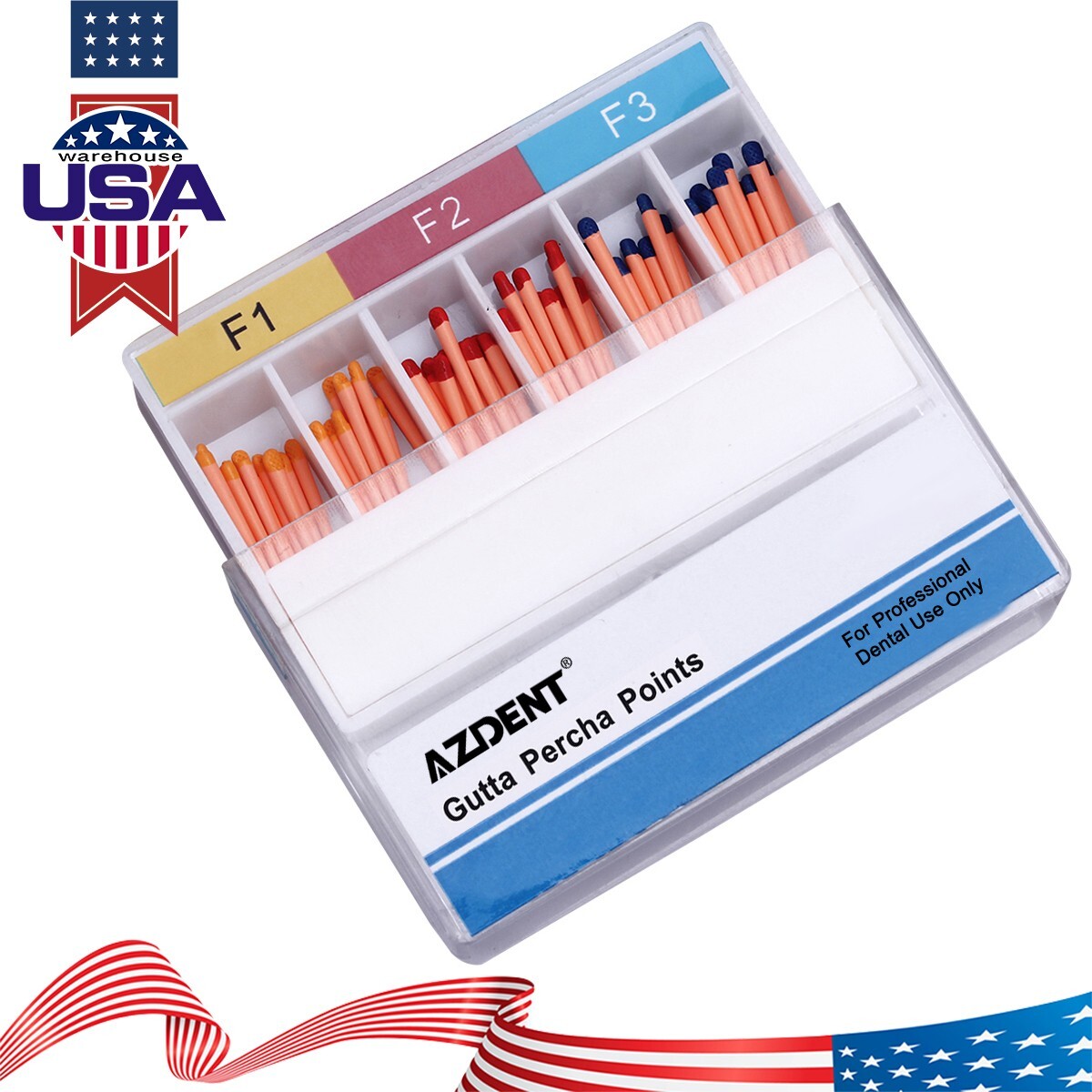 10X Dental Endodontic Gutta Percha Points Tips F1 F2 F3 for Endo Use 60pc/pack