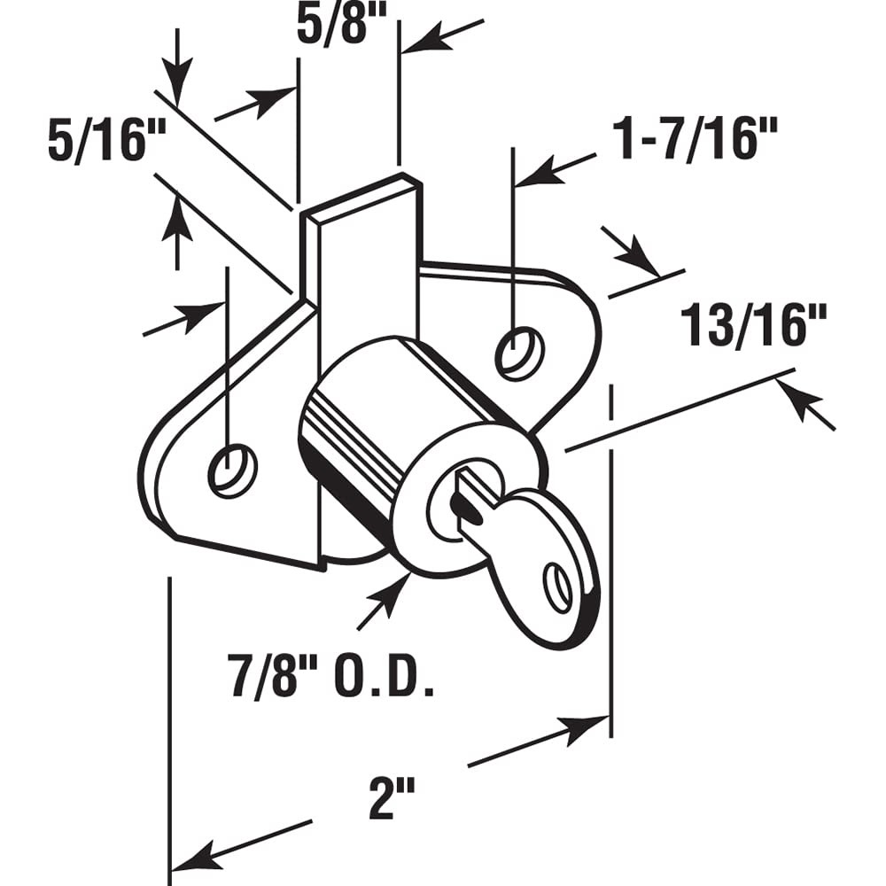 Prime-Line U 9947KA Diecast Drawer and Cabinet Lock, Brass Plated