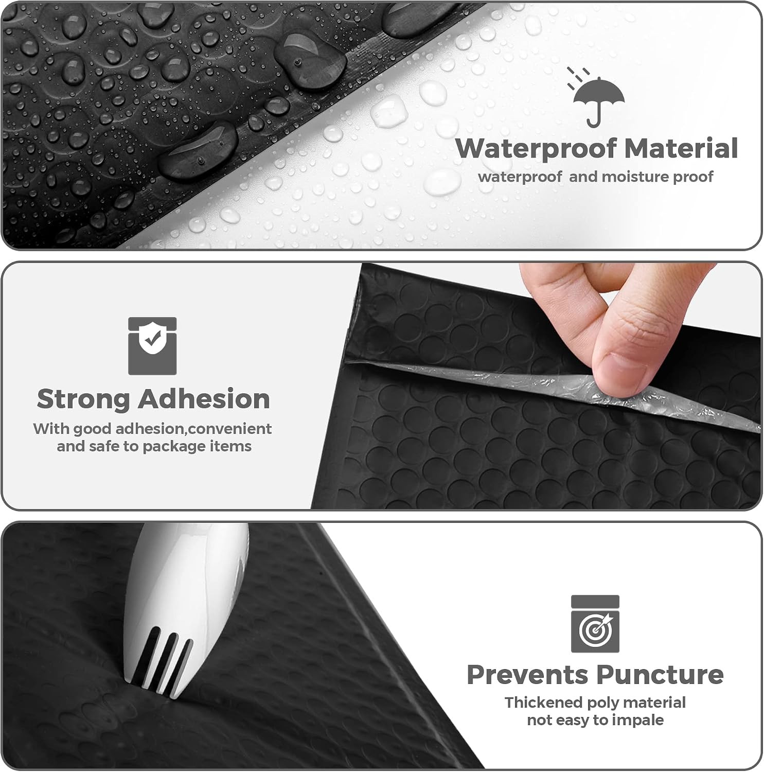 Bubble Mailers 8.5X12″ Padded Envelopes Black 40 Pack Self Seal | Usable Size 8.