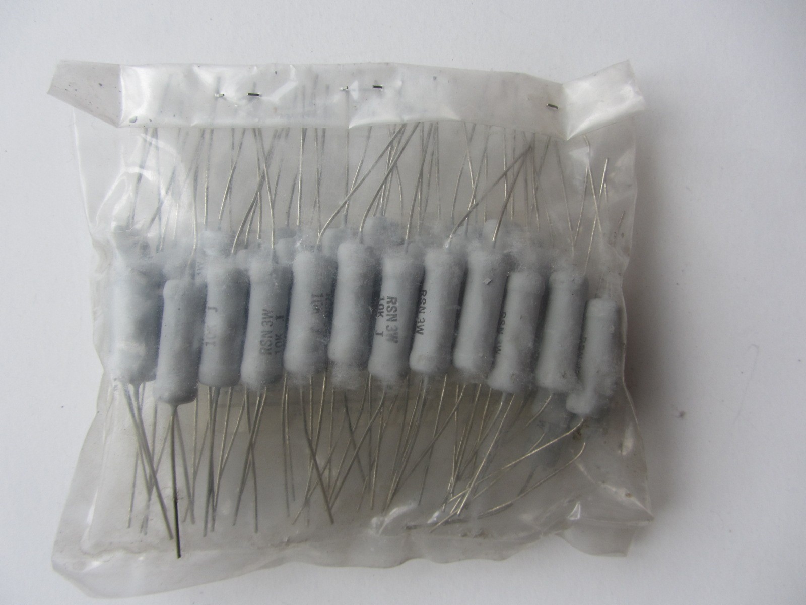 NOS Vtg Bag of 100 pcs Metal Oxide Film Resistors RSN 3W 10K Shing-Yah Taiwan