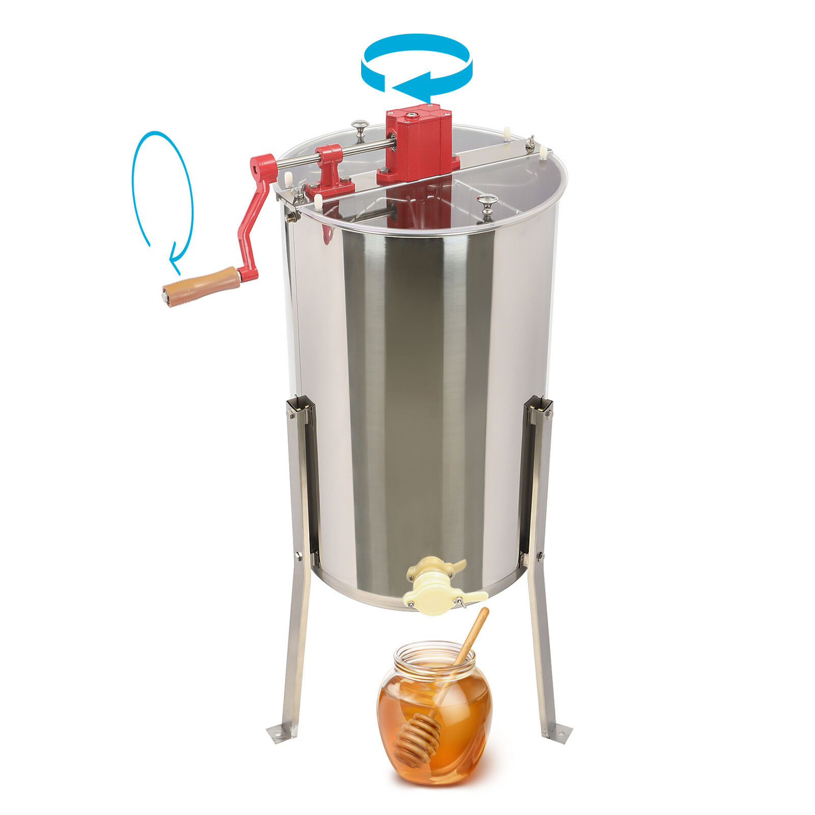 Manual 3 Frame Honey Extractor, Stainless Steel Manual Beekeeping Extraction