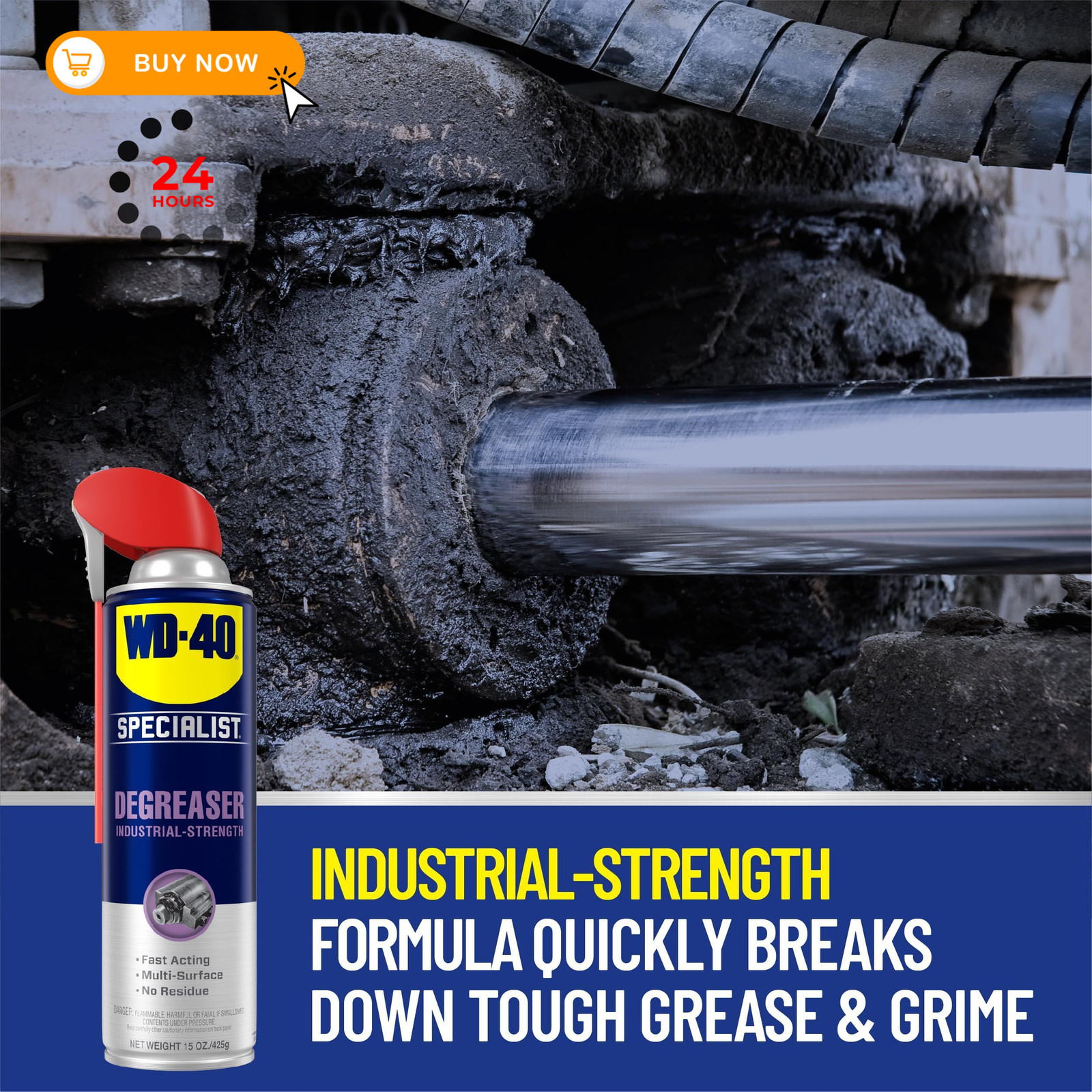 WD-40 Specialist Degreaser with Smart Straw, Heavy-Duty 15 Fl Oz (Pack of 1)