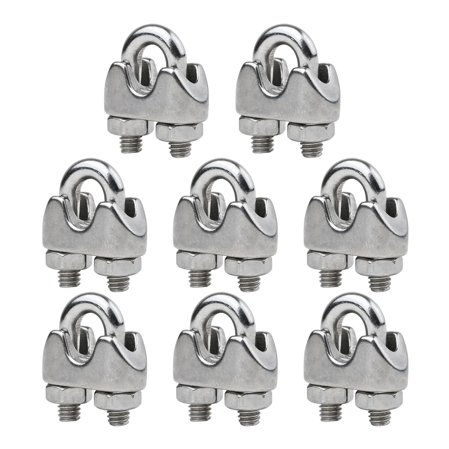 8 Pcs 1/8 Inches M3 Stainless Steel Wire Rope Cable Clip Clamp, Sliver