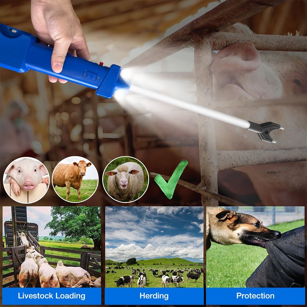 10000V Rechargeable Hot Shot Cattle Prod Stick Electric Shock Livestock Prodder