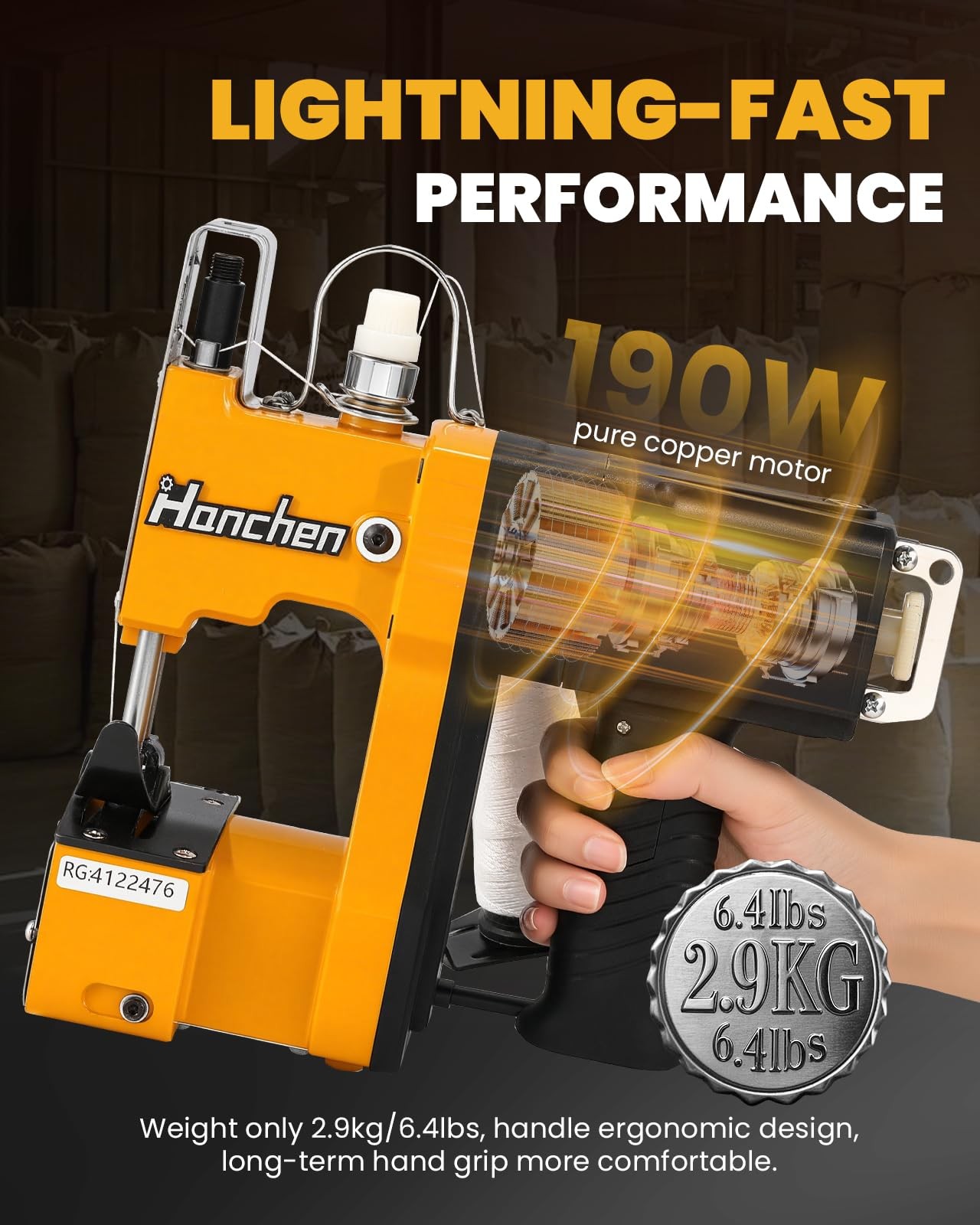Hanchen Bag Sewing Machine High Speed Sealing Closer Yellow