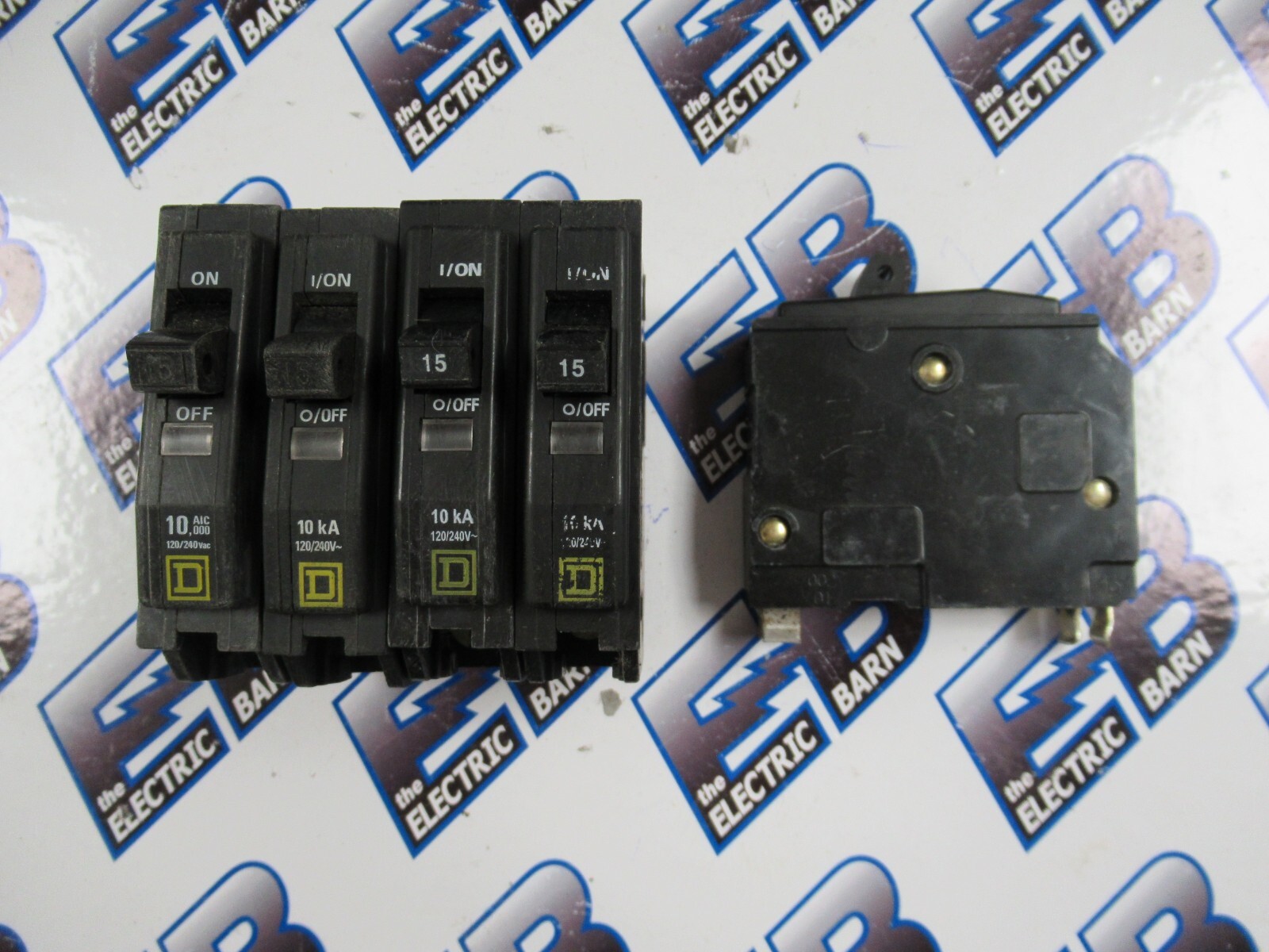 Square D QO115 Circuit Breaker (LOT OF 5) 15A 120V 1P Plug In Yellow -WARRANTY