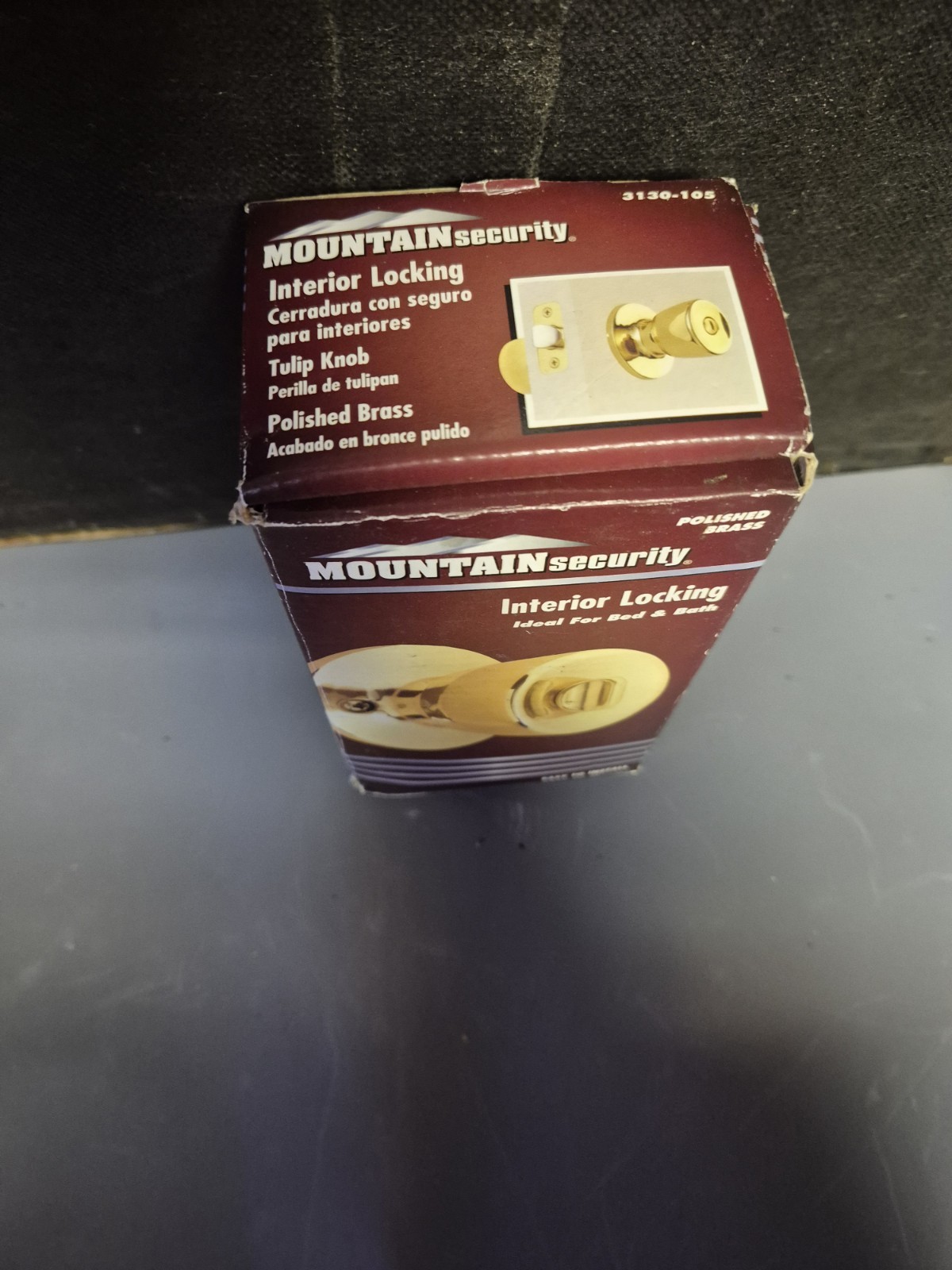 Mountain Security Interior Locking Polished Brass Tulip Door Knob 3130-105 NIB