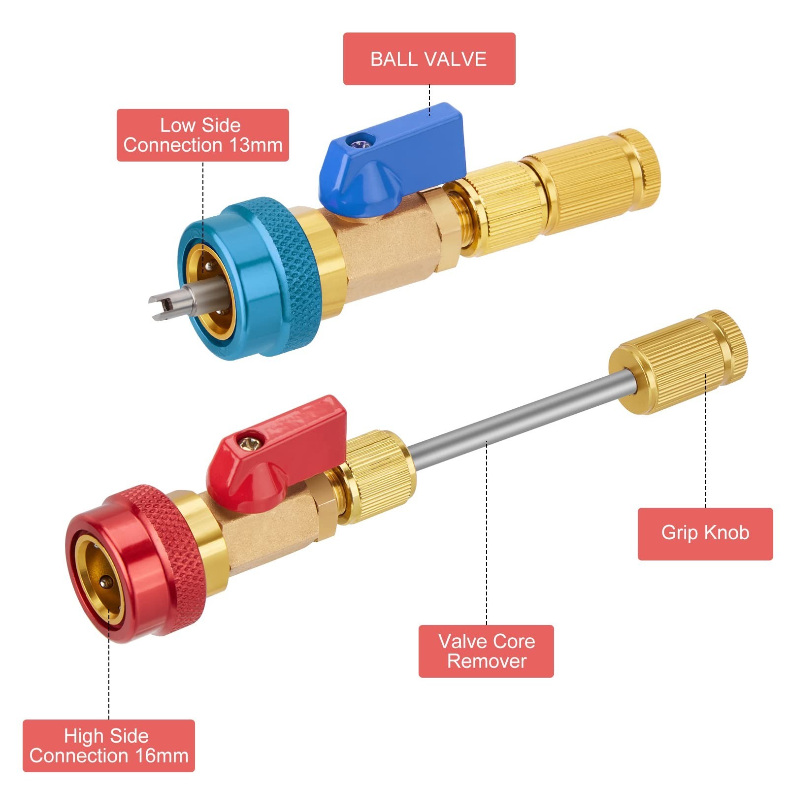 High Low Pressure Valve Core Remover Tools Kit for Refrigerant Air Conditioner