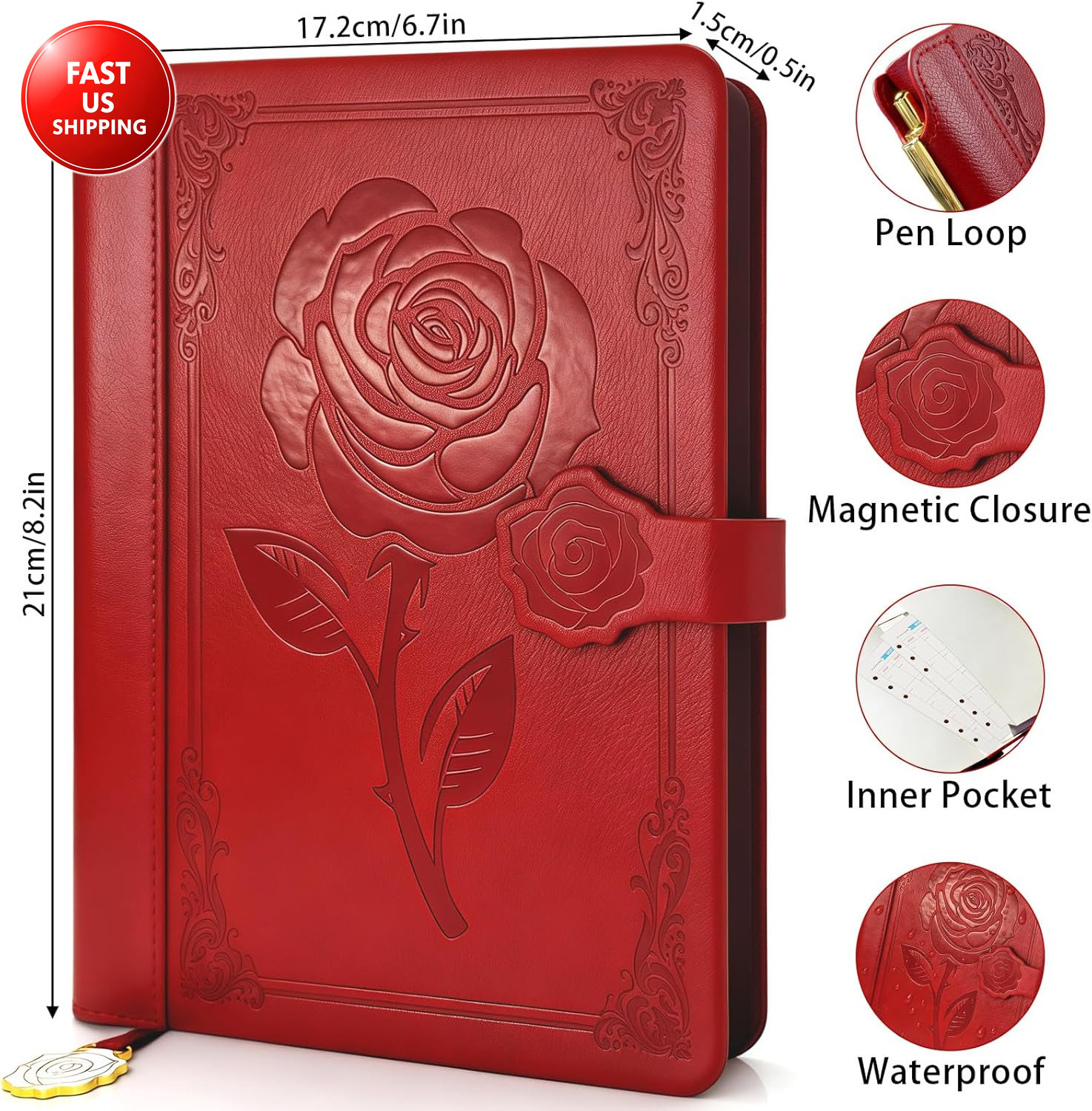 Leather Journal for Women, A5 Lined Daily Journal Notebook, Pretty Journaling fo