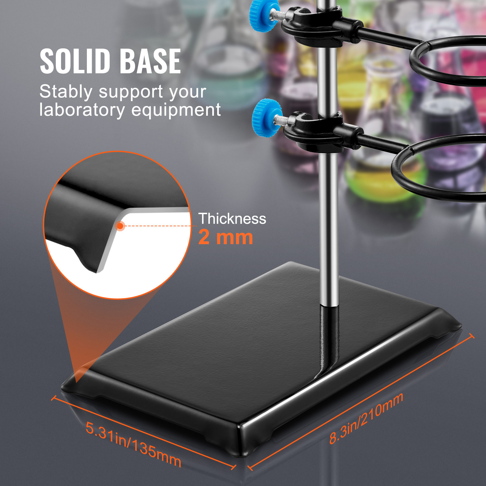 VEVOR Lab Stand Support Laboratory Retort Support Stand 23.6″ Rod With Clamps