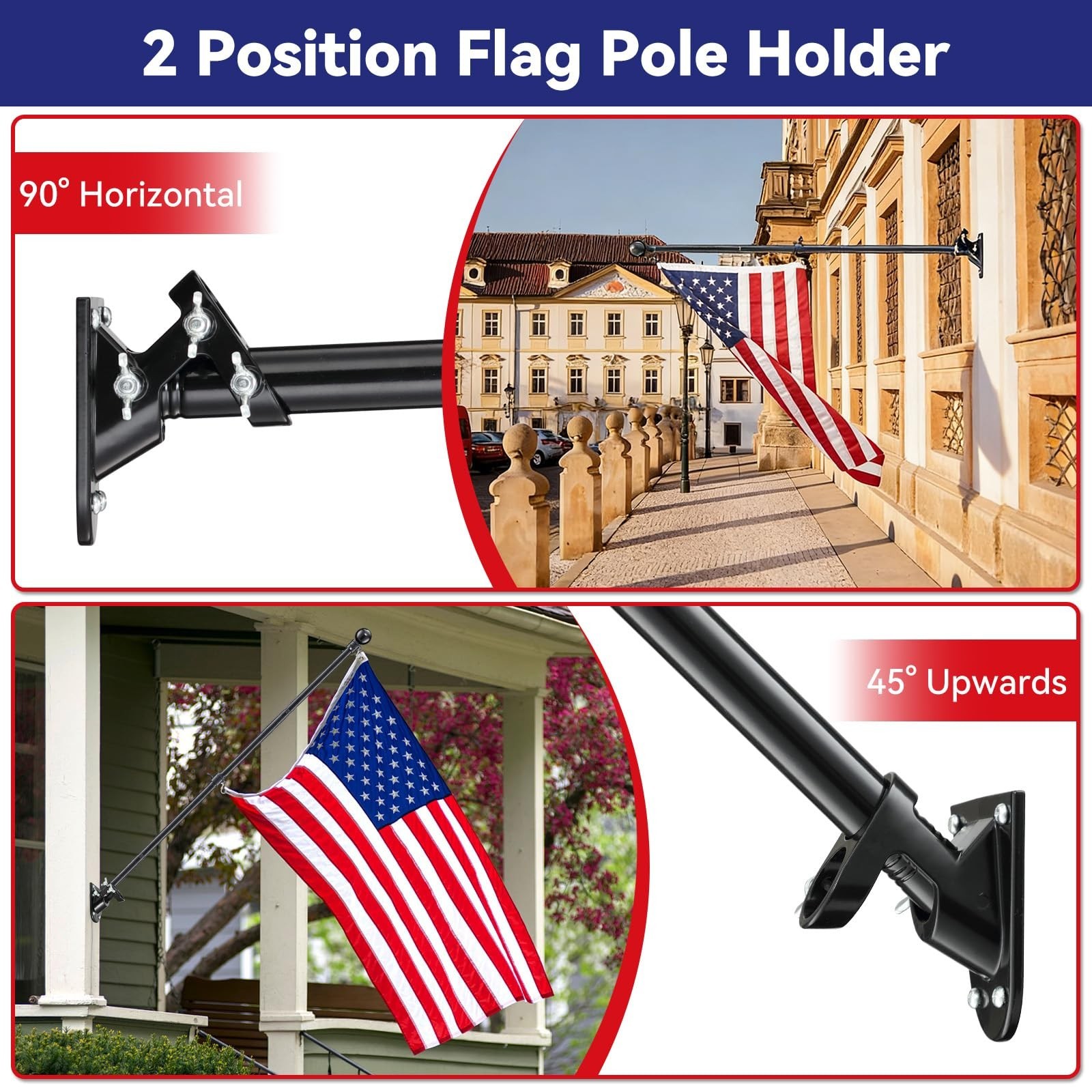 7FT Long Flag Poles, Heavy Duty Flag Pole Kit for Pride Flag Outdoor, Stainle…
