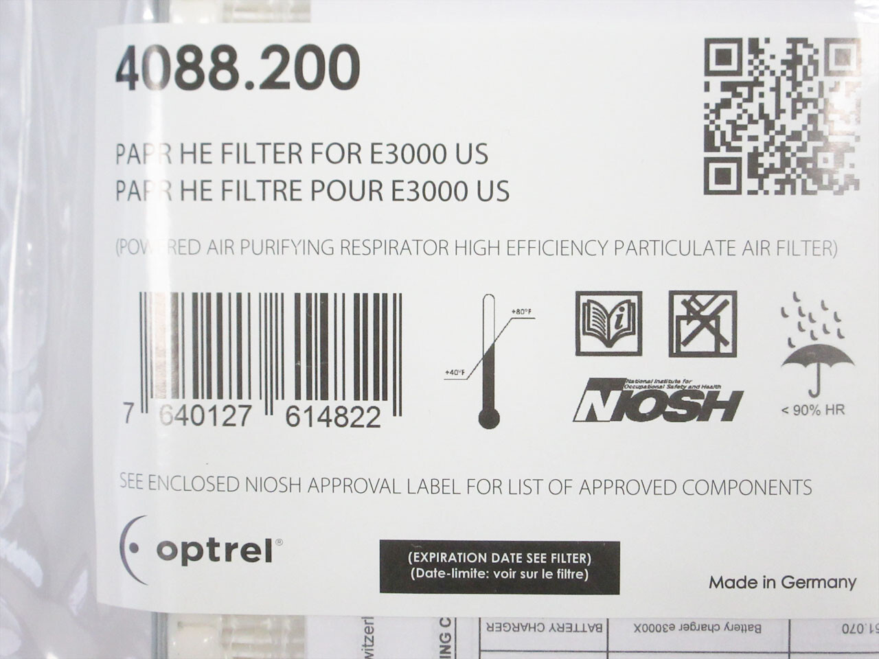 4x NEW OPTREL E3000 E3000X HE PARTICULATE FILTER 4088.200 PAPR HEPA TH3 😍🫁😍