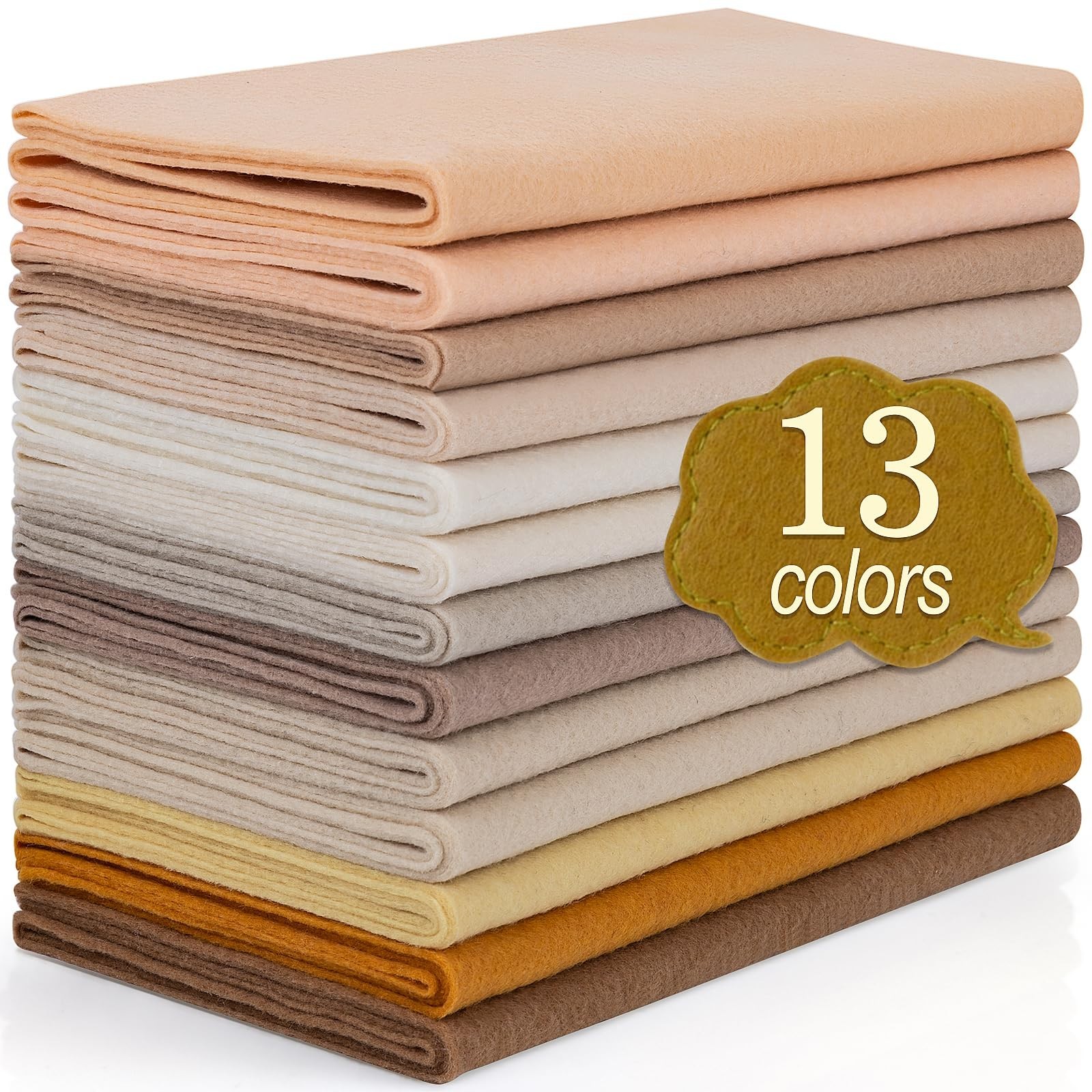 XSEINO 13 Rolls 8″x35″ 1.4mm Thick Soft Felt Fabric Sheet 13 Assorted Light B…