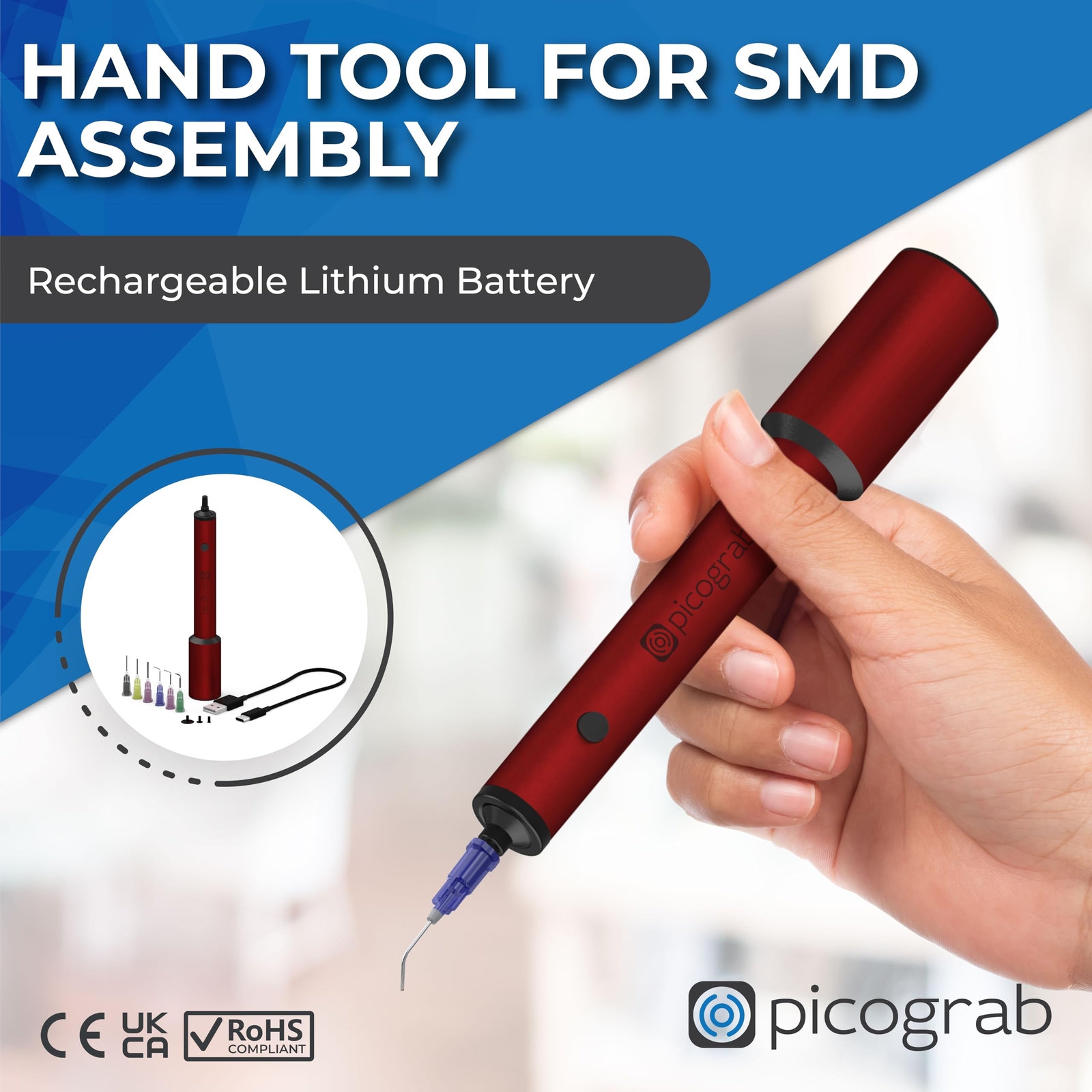 Rechargeable ESD Vacuum Pickup Pen for IC Component Placement and SMD Chip Re…