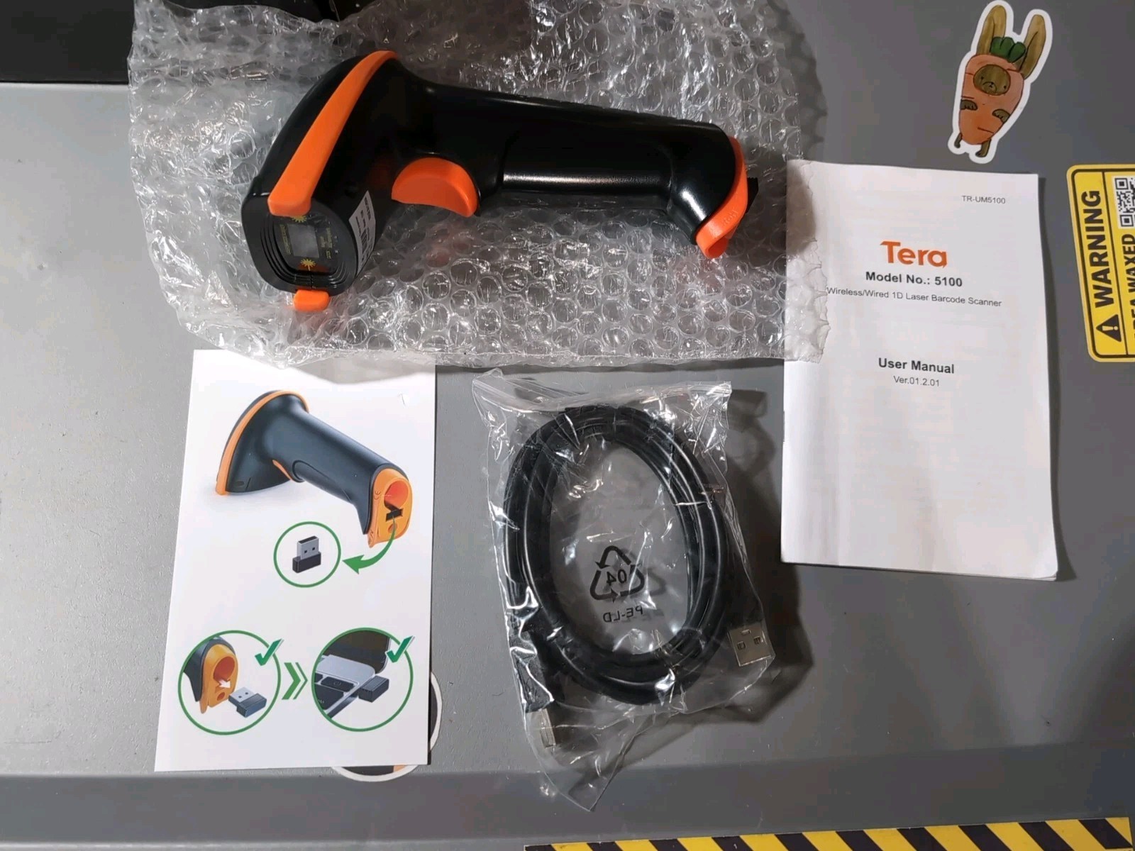 Tera 5100 Wireless 1D Barcode Scanner USB Cordless Reader