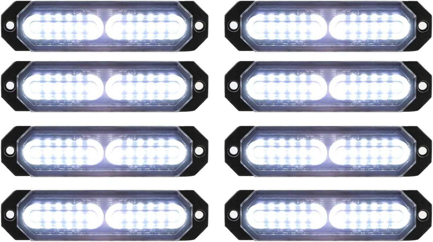 Ultra Slim White LED Emergency Warning Strobe Lights Surface Mount For Tow & Con