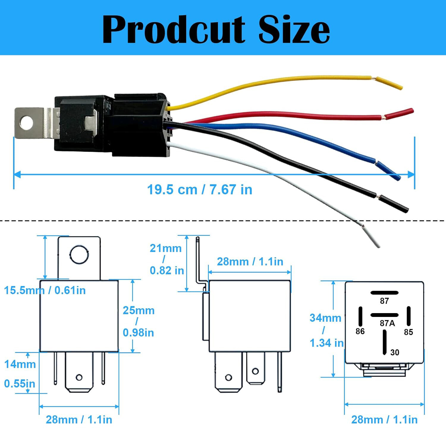 5pcs 5Pin Car Automotive SPDT Relay Switch Harness Socket Waterproof 40A 12V DC
