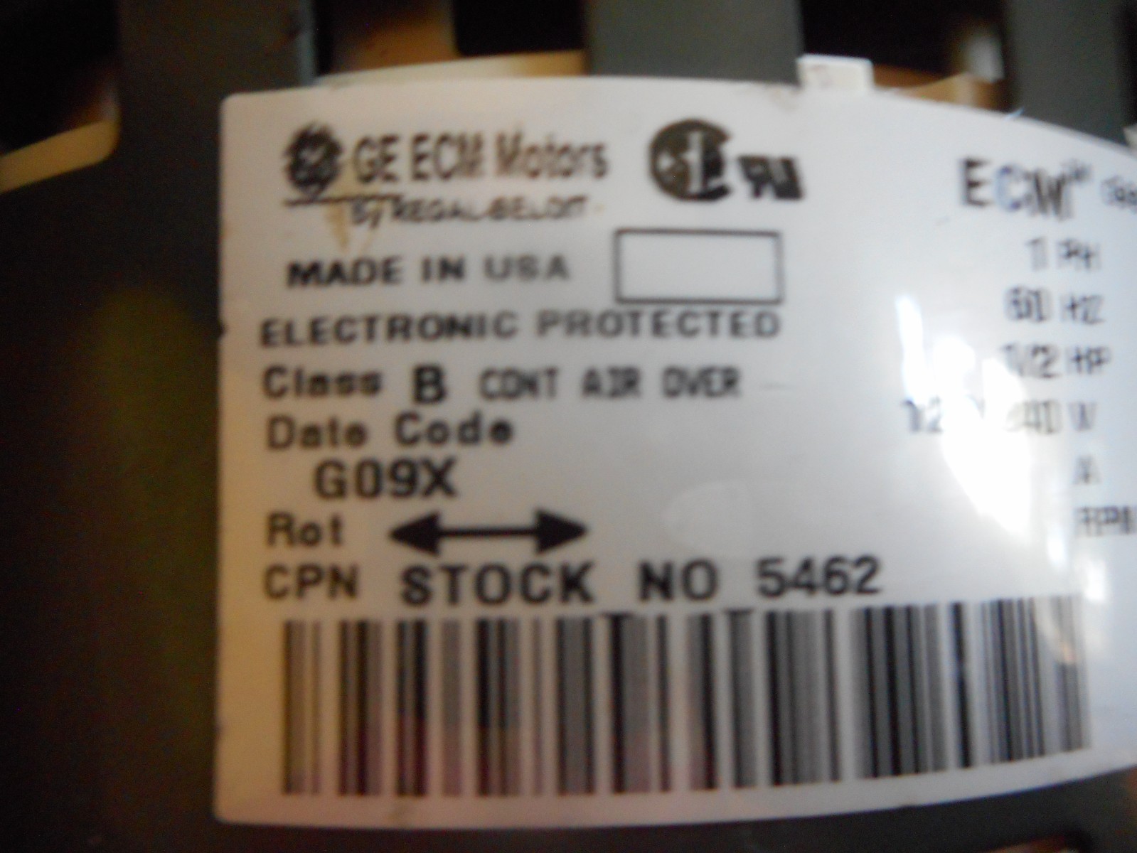 ECM 1/2HP Blower Motor GE 5SME39HL0252 stock no.5462 1/2HP 120/240V